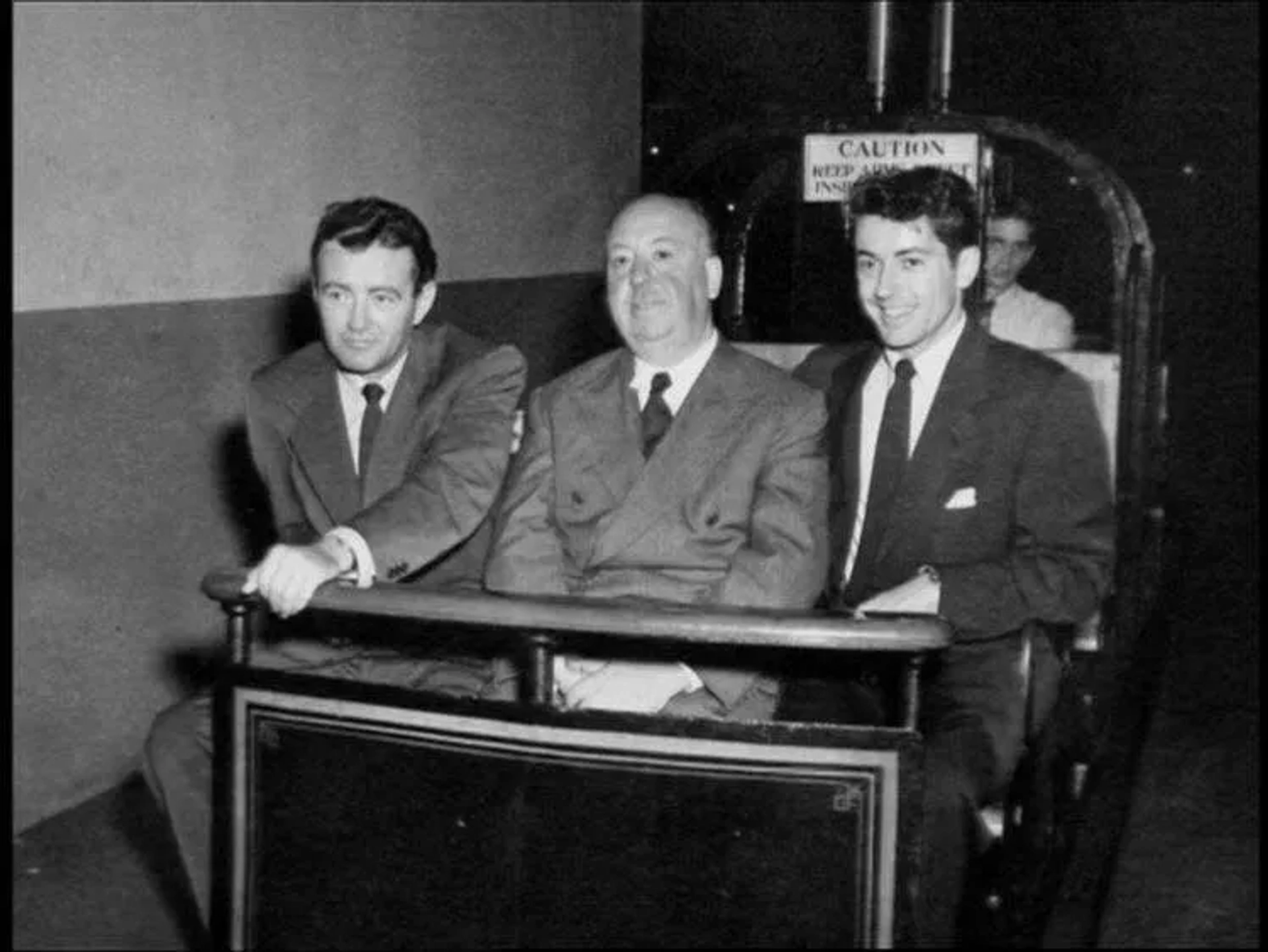 Alfred Hitchcock, Farley Granger, and Robert Walker in Strangers on a Train (1951)