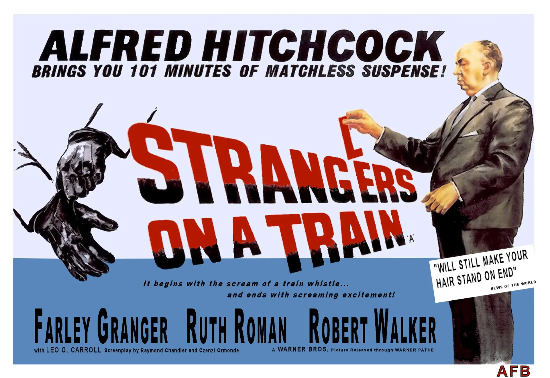 Alfred Hitchcock in Strangers on a Train (1951)