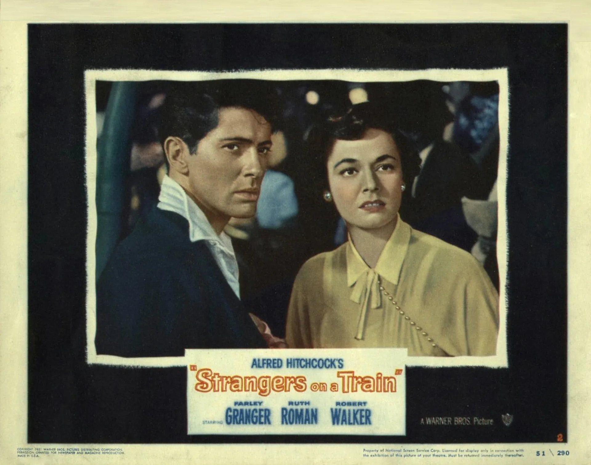 Farley Granger and Ruth Roman in Strangers on a Train (1951)