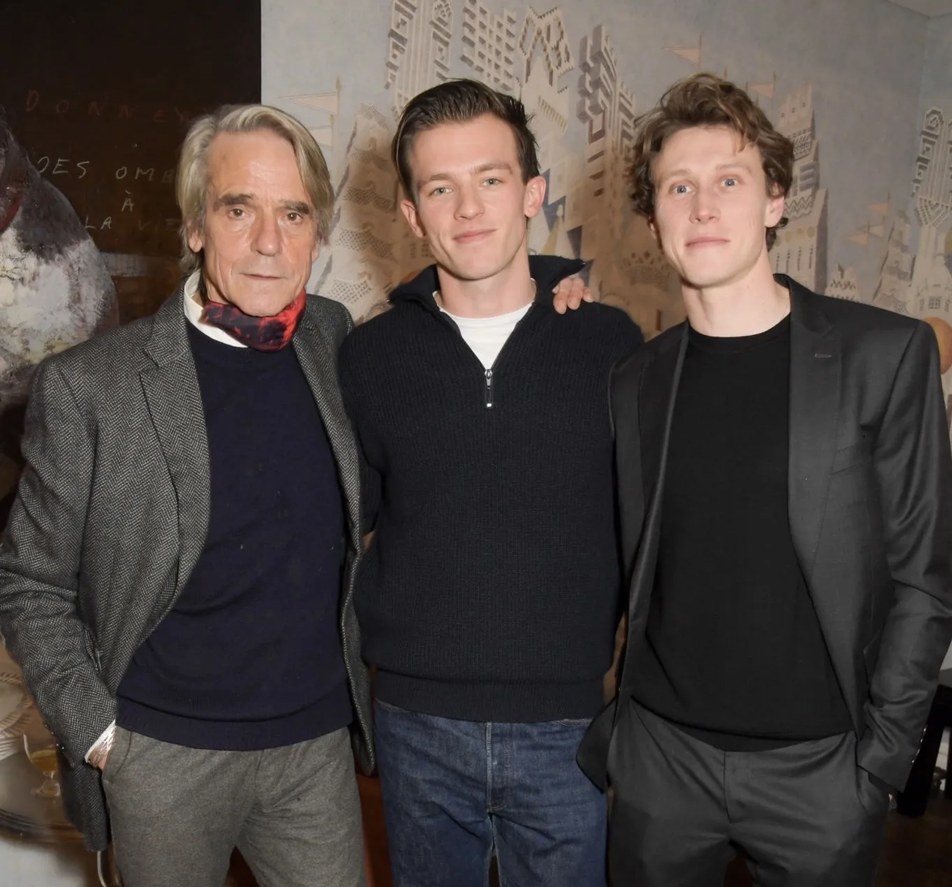 Jeremy Irons, George MacKay, and Jannis Niewöhner at an event for Munich: The Edge of War (2021)