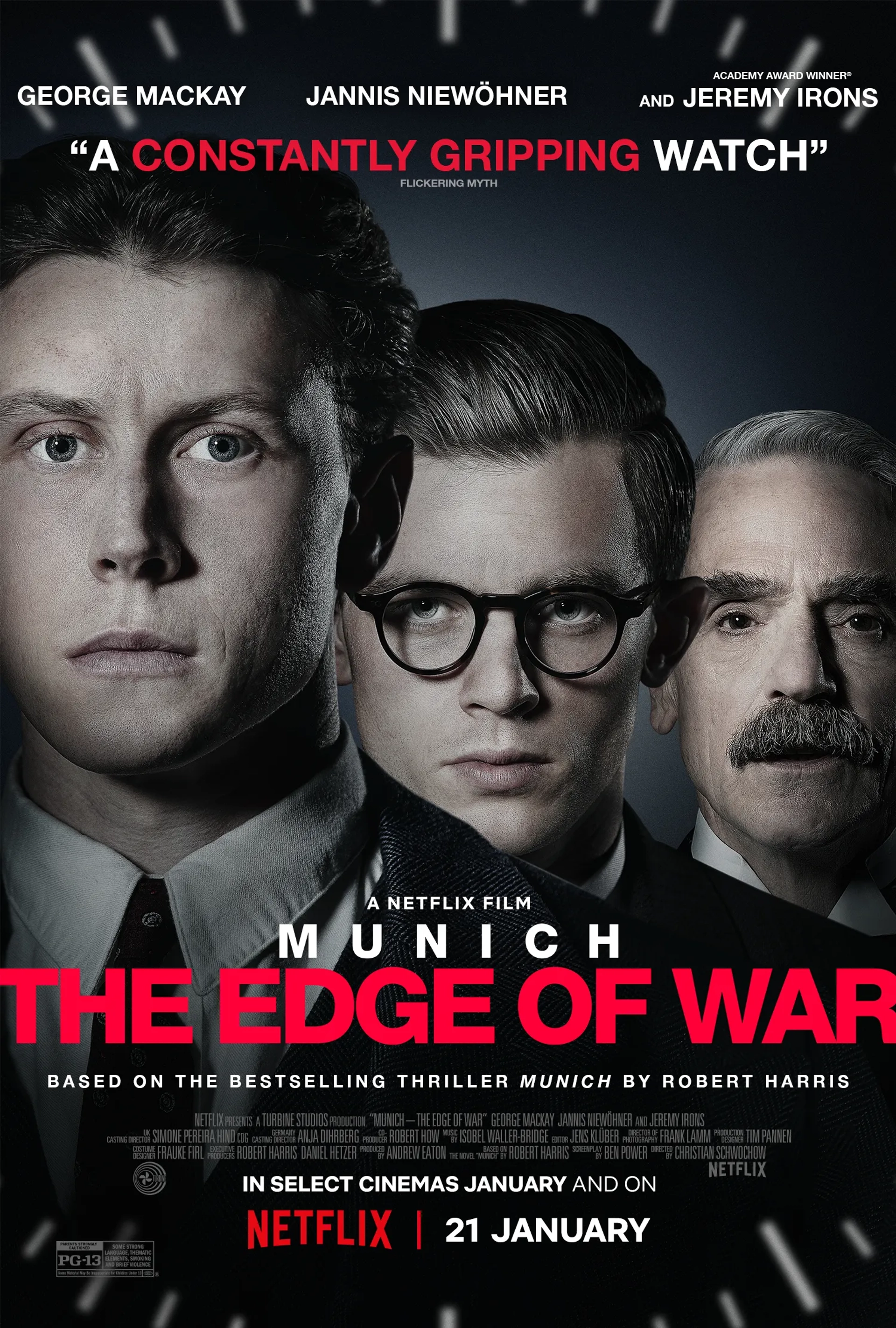 Jeremy Irons, George MacKay, and Jannis Niewöhner in Munich: The Edge of War (2021)