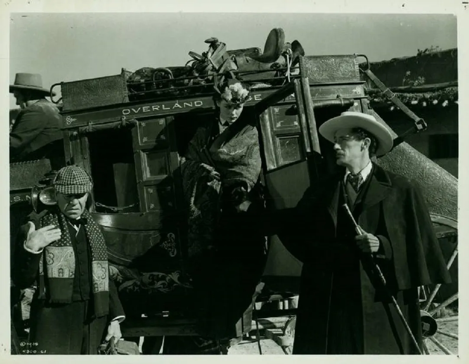 John Carradine, Andy Devine, Donald Meek, and Louise Platt in Stagecoach (1939)