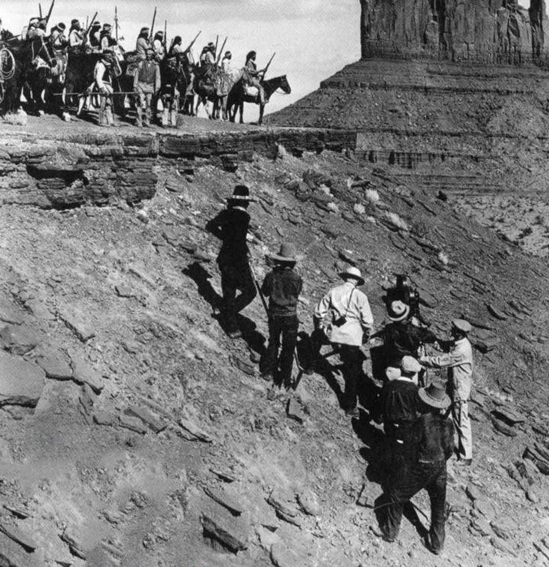 John Ford, Chief John Big Tree, Yakima Canutt, and Bert Glennon in Stagecoach (1939)