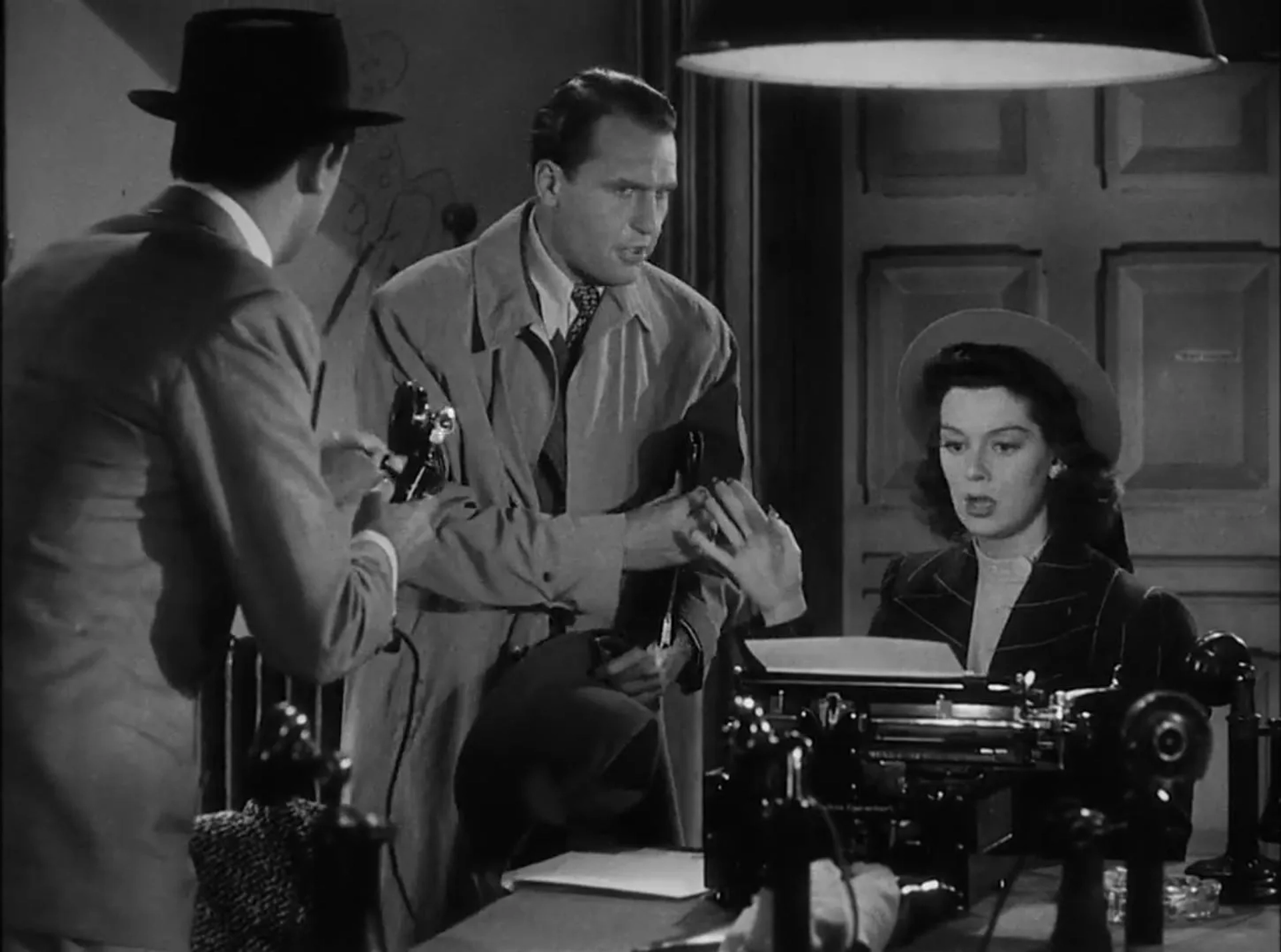 Cary Grant, Ralph Bellamy, and Rosalind Russell in His Girl Friday (1940)