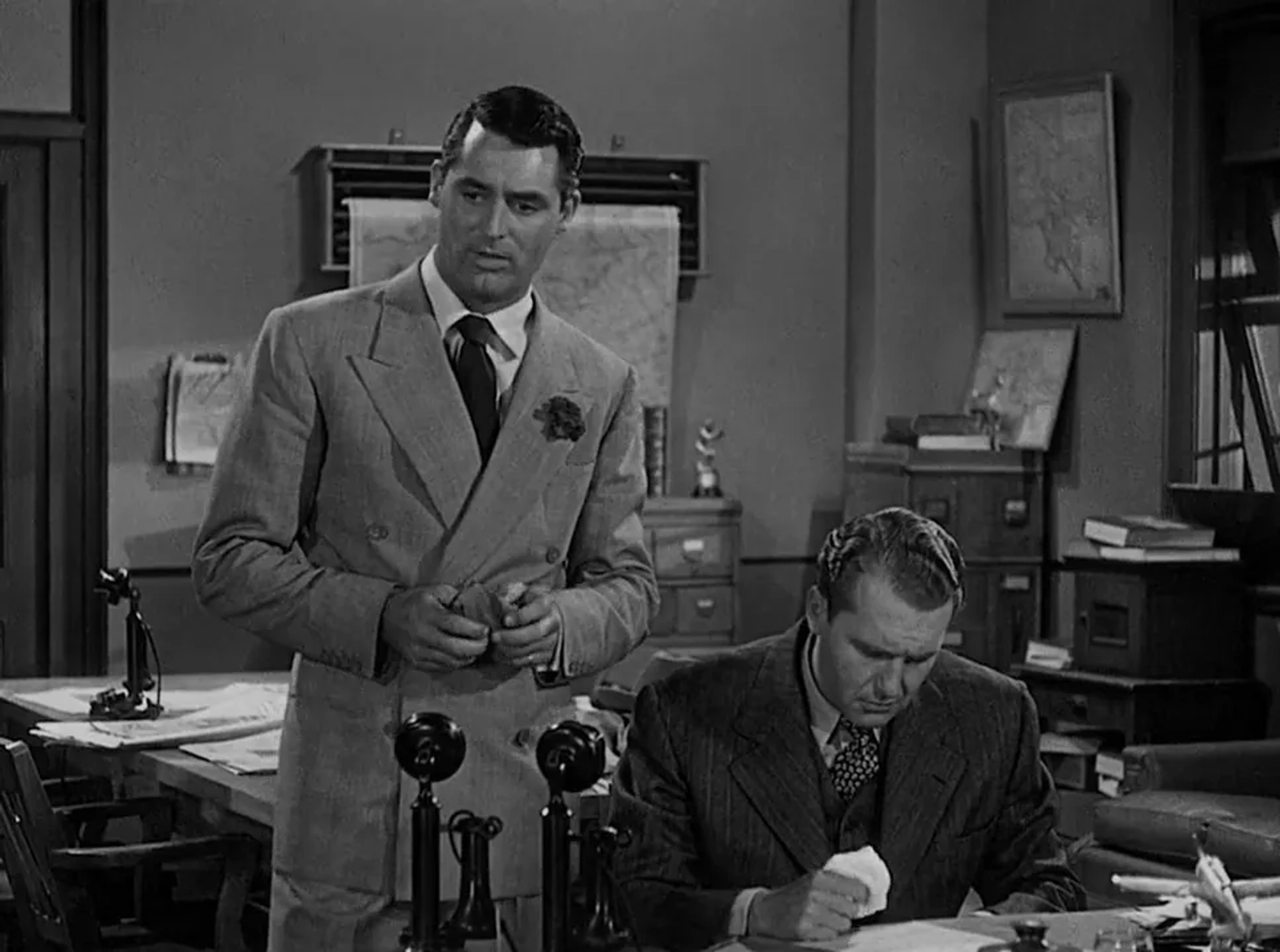 Cary Grant and Ralph Bellamy in His Girl Friday (1940)