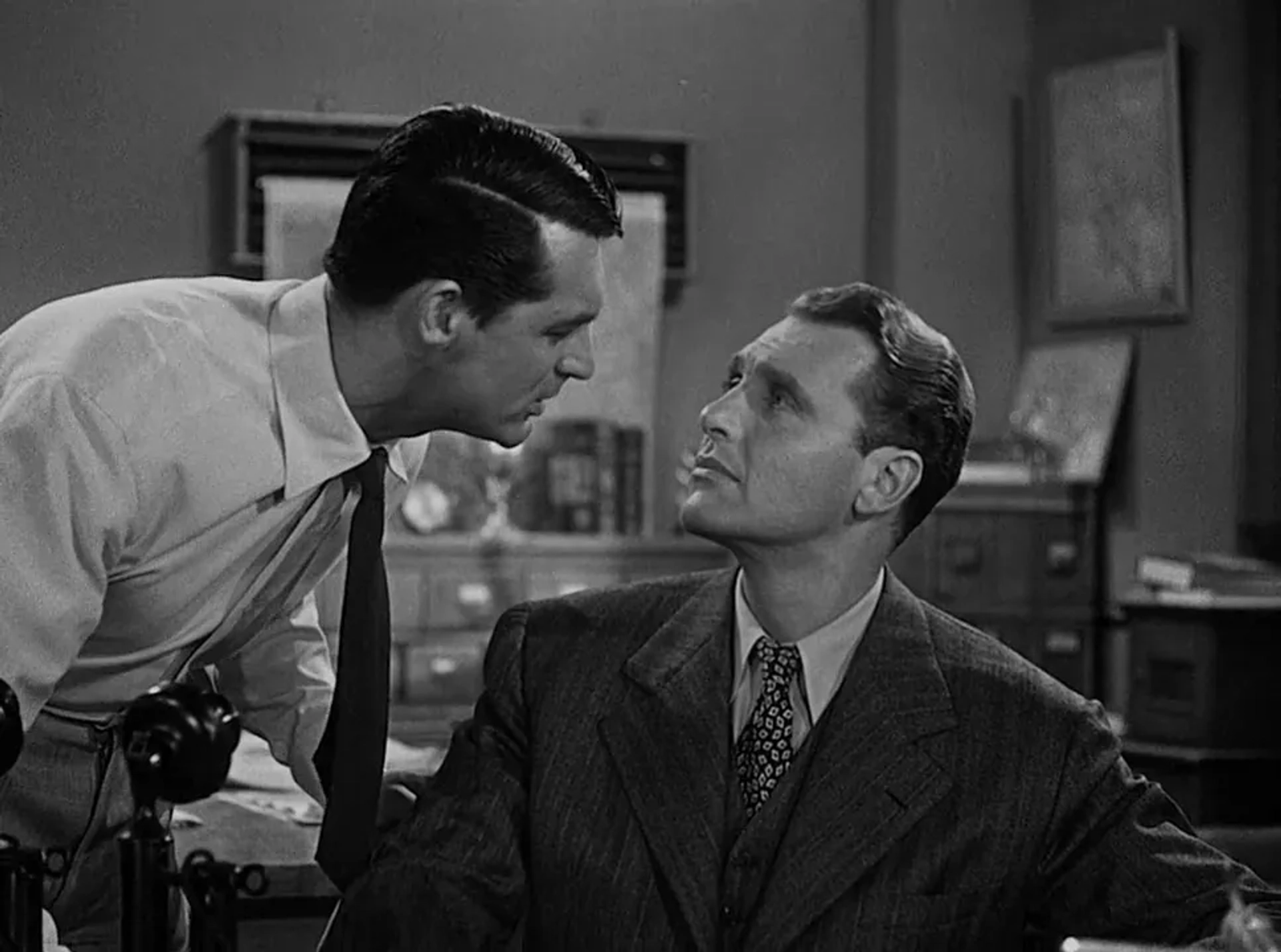 Cary Grant and Ralph Bellamy in His Girl Friday (1940)