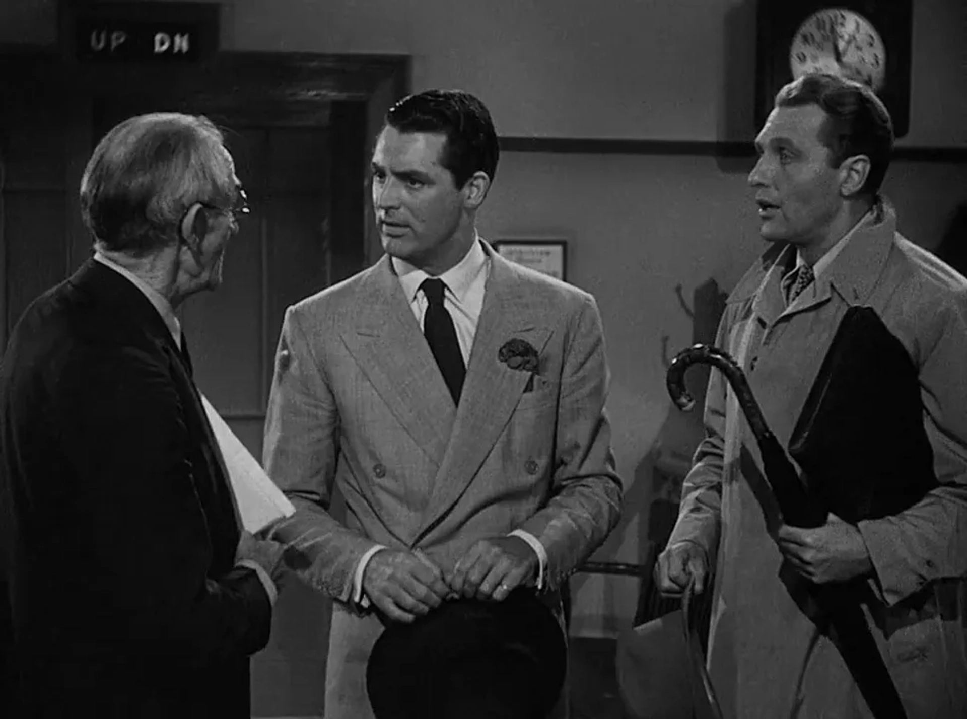 Cary Grant, Ralph Bellamy, and Earl Dwire in His Girl Friday (1940)