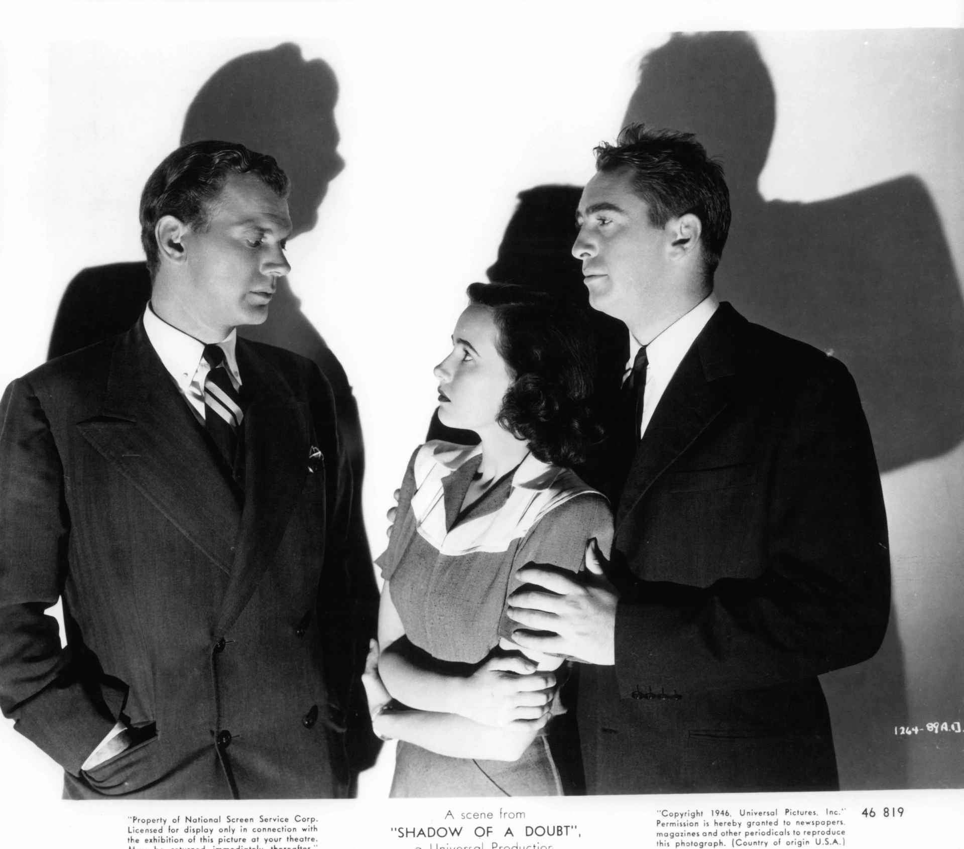 Joseph Cotten, Macdonald Carey, and Teresa Wright in Shadow of a Doubt (1943)