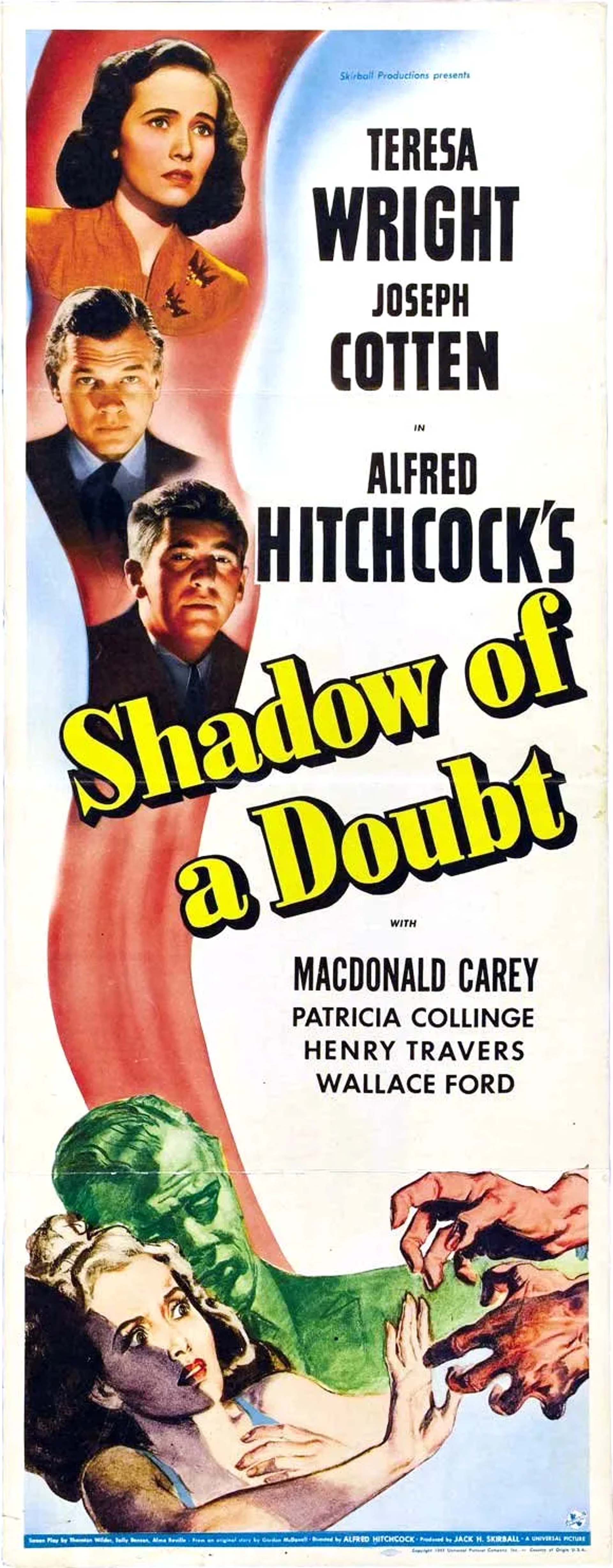 Joseph Cotten, Macdonald Carey, and Teresa Wright in Shadow of a Doubt (1943)