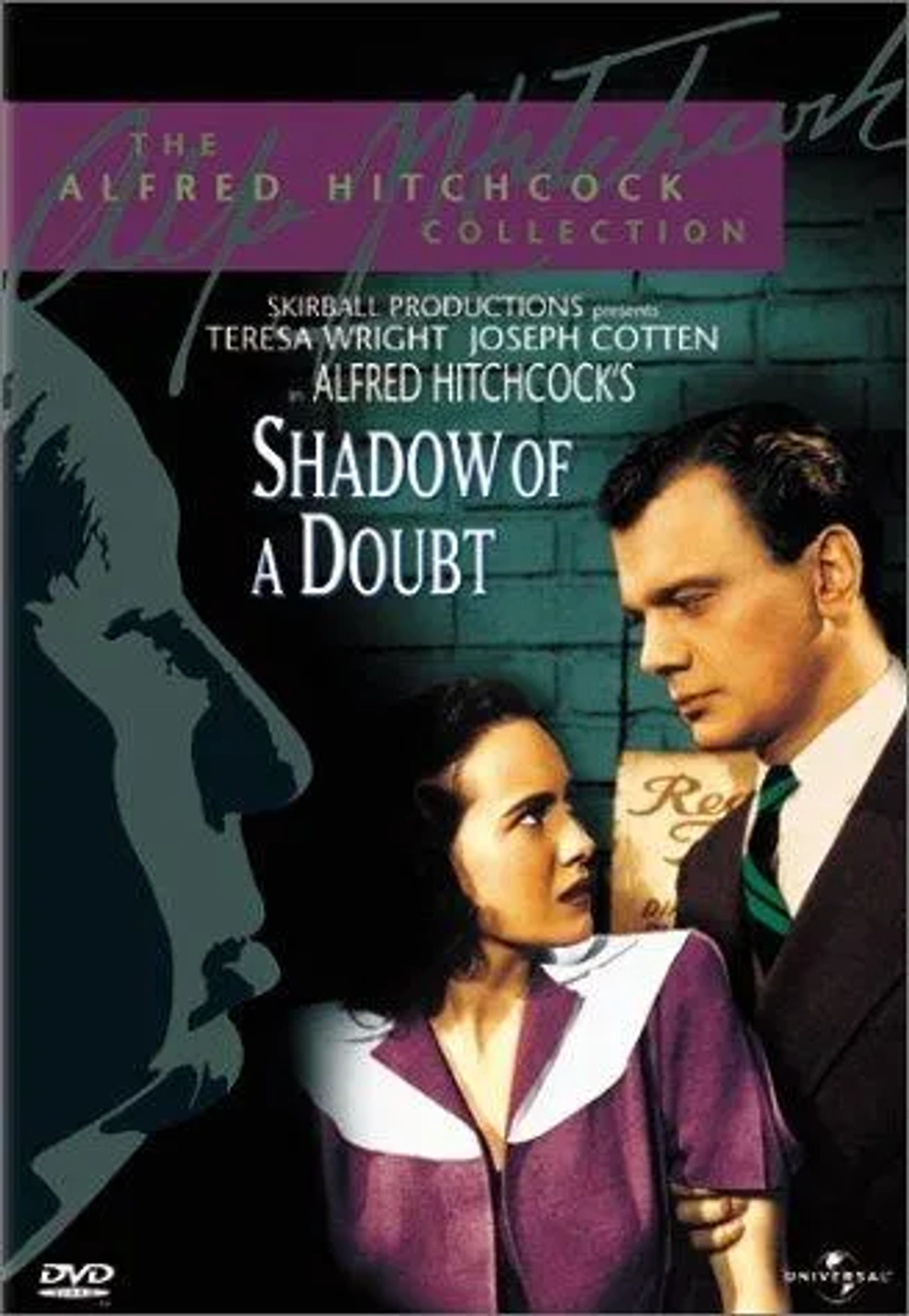 Alfred Hitchcock, Joseph Cotten, and Teresa Wright in Shadow of a Doubt (1943)