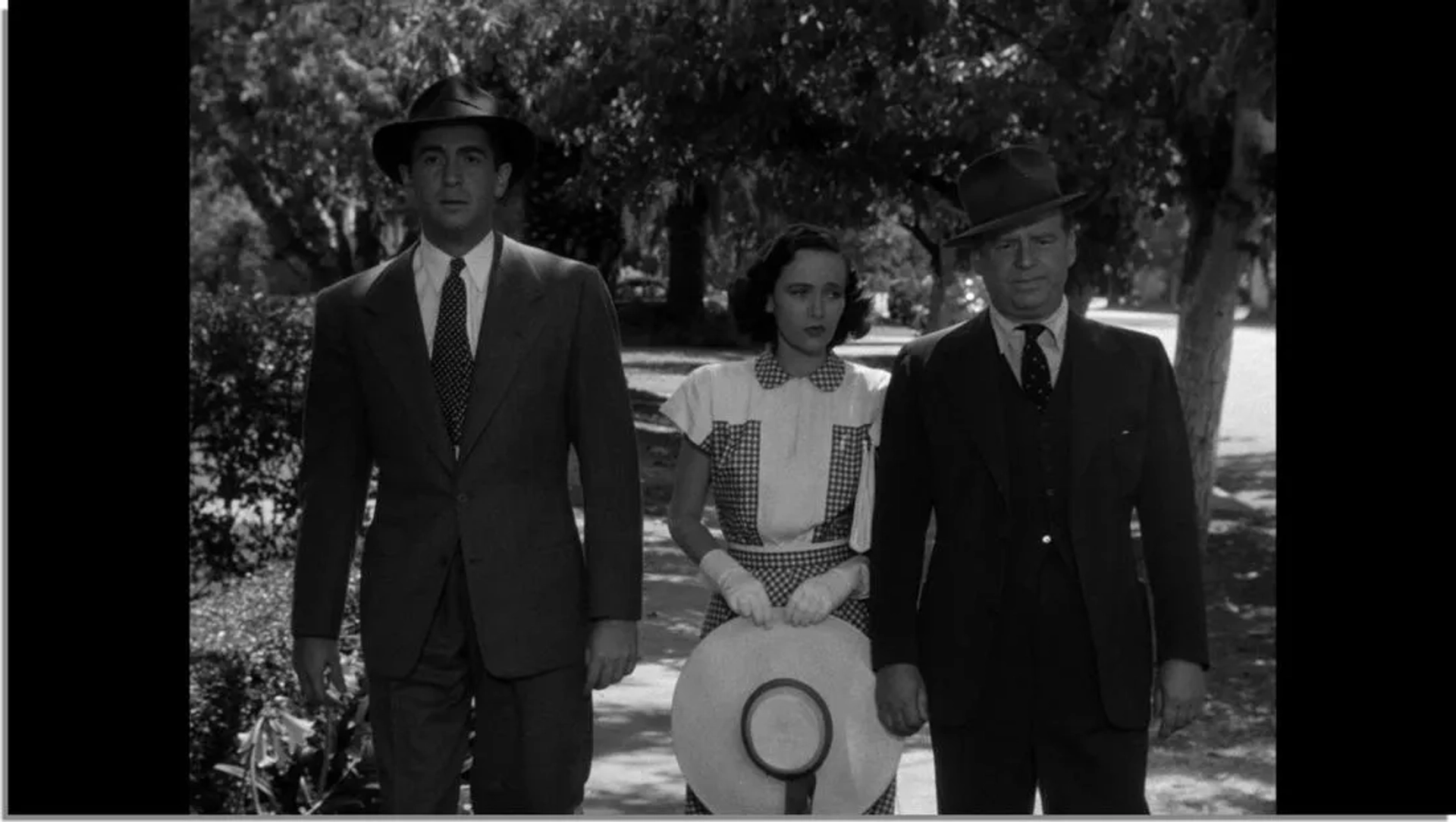 Macdonald Carey, Wallace Ford, and Teresa Wright in Shadow of a Doubt (1943)