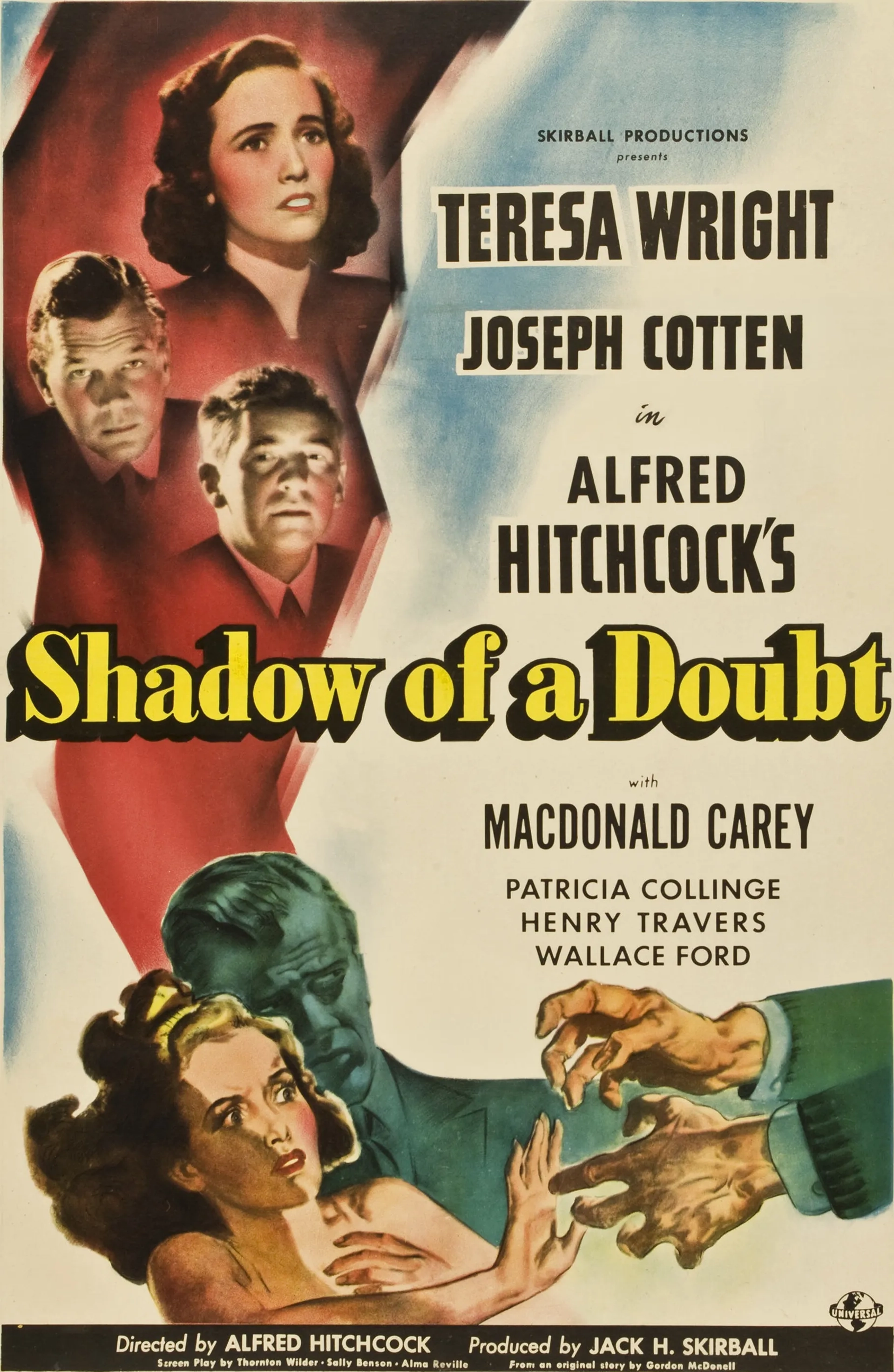 Joseph Cotten, Macdonald Carey, and Teresa Wright in Shadow of a Doubt (1943)