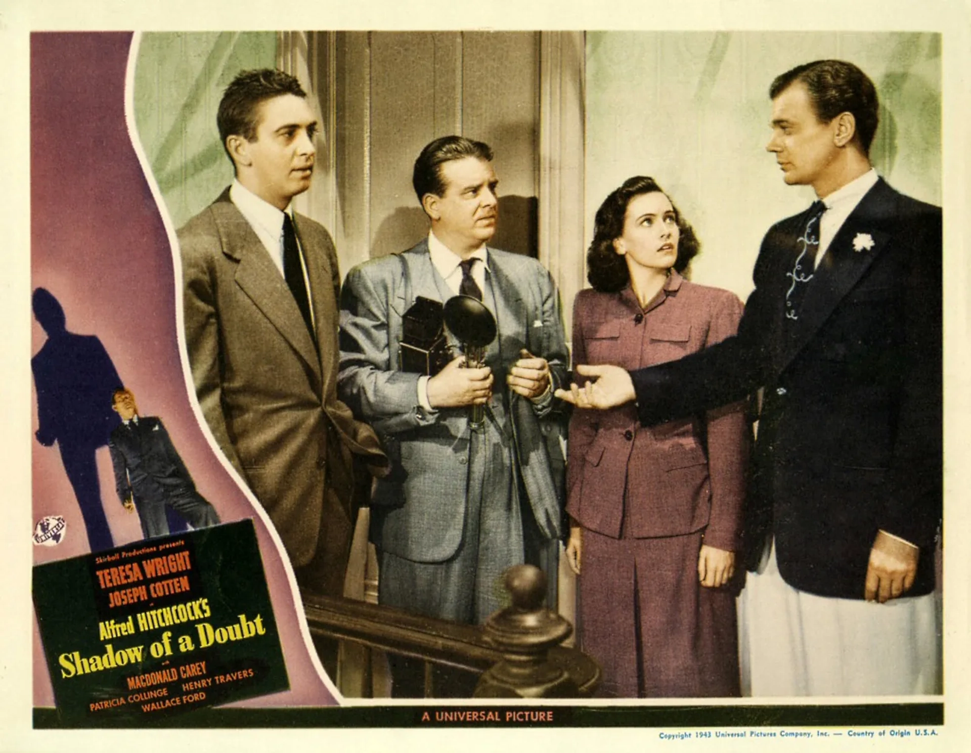 Joseph Cotten, Macdonald Carey, Wallace Ford, and Teresa Wright in Shadow of a Doubt (1943)