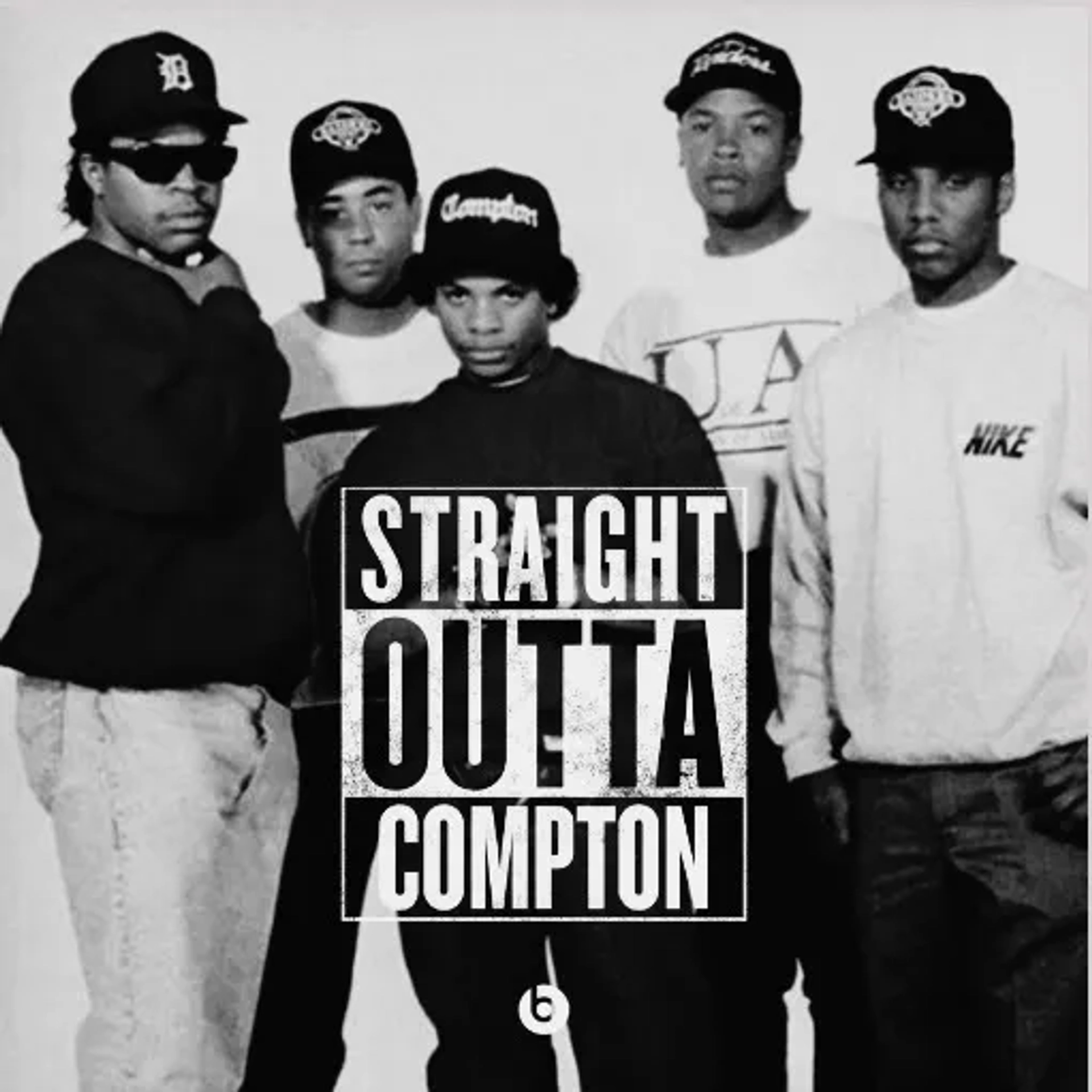 Ice Cube, Dr. Dre, Eazy-E, DJ Yella, and MC Ren in Straight Outta Compton (2015)