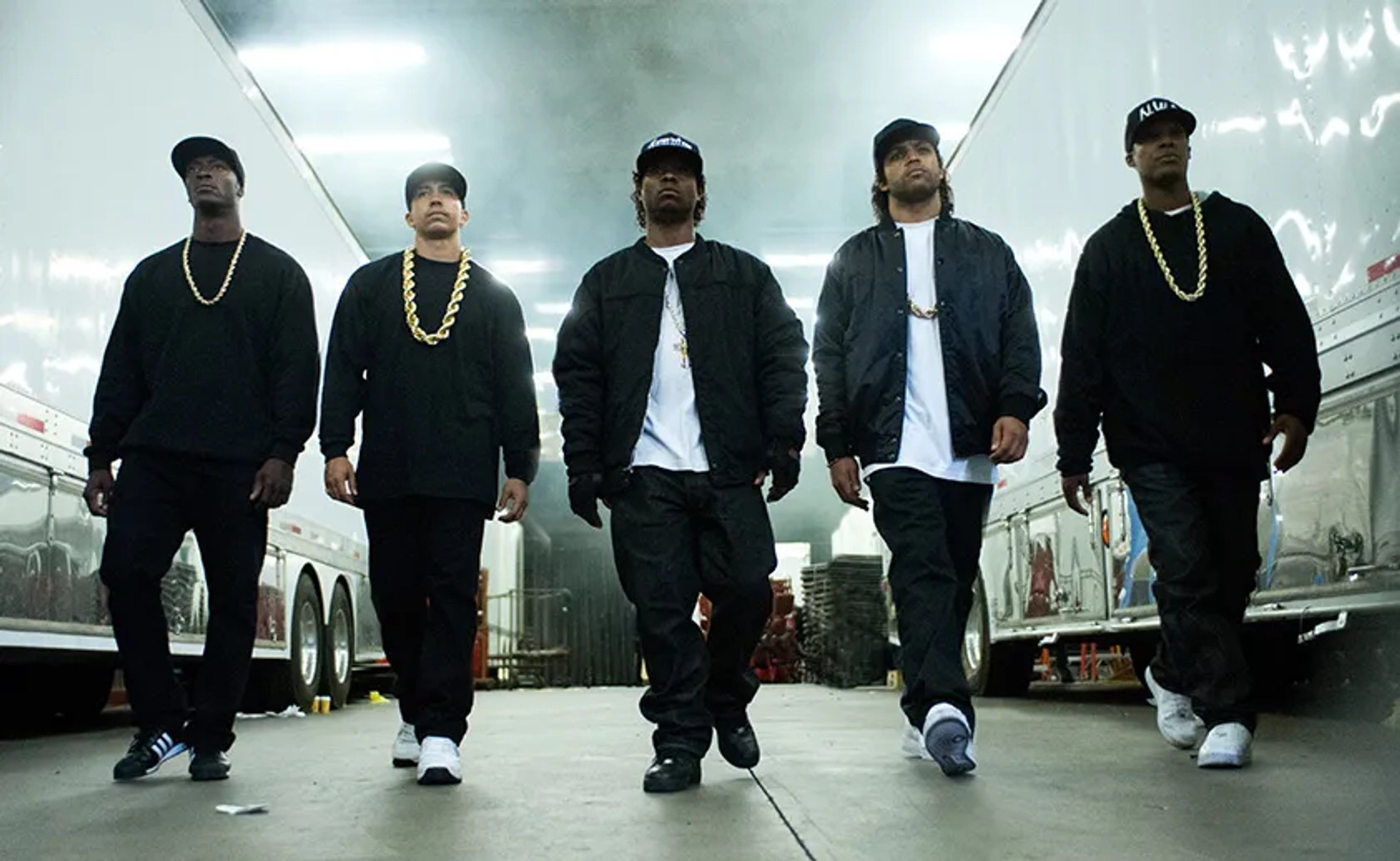 Straight Outta Compton with Aldis Hodge, Neil Brown Jr., Jason Mitchell, O'Shea Jackson Jr., Corey Hawkins.