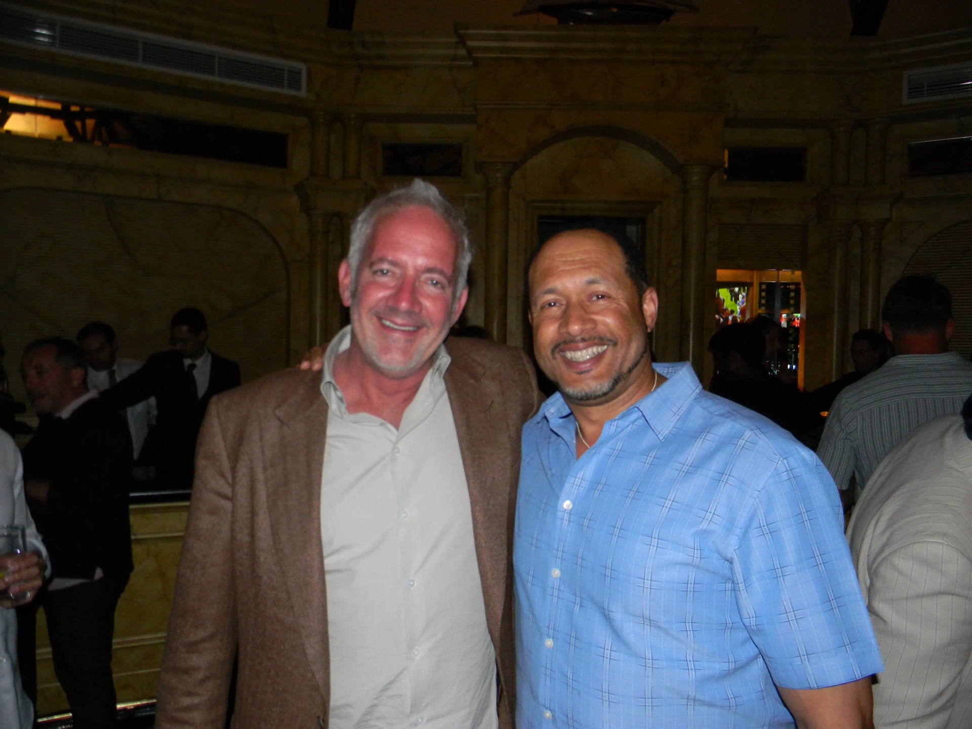 Mark Holden and Gregory Goodman (executive producer) at the wrap party for "Captain Phillips" in Malta 2012.