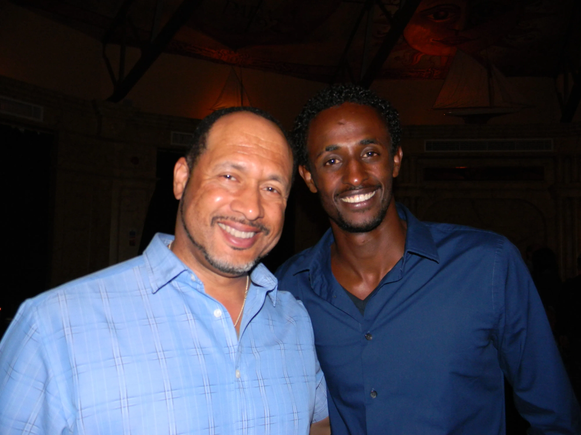 Mark Holden and Faysal Ahmed at the Malta rap party for Captain Phillips.