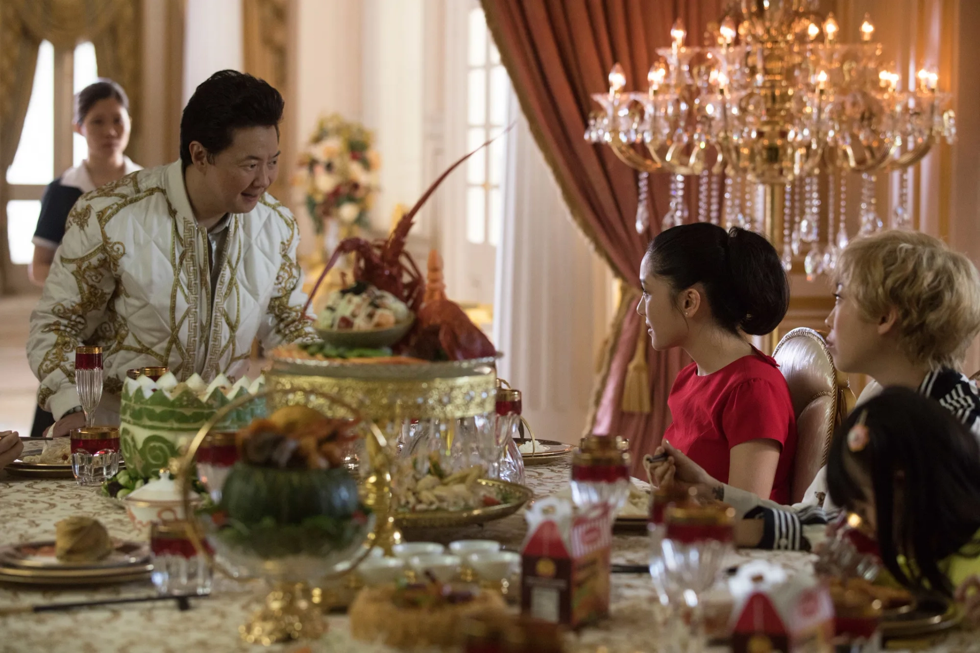 Ken Jeong, Constance Wu, and Awkwafina in Crazy Rich Asians (2018)