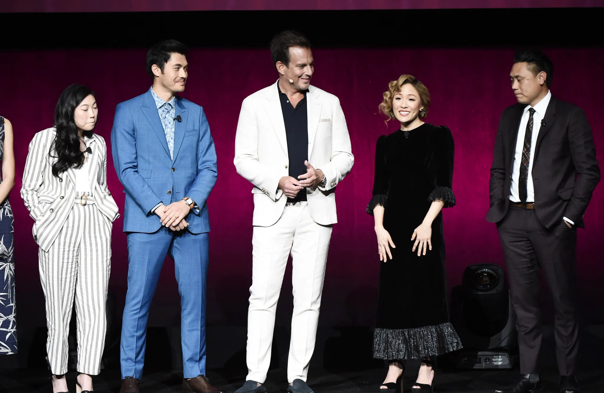 Will Arnett, Jon M. Chu, Constance Wu, Awkwafina, and Henry Golding at an event for Crazy Rich Asians (2018)