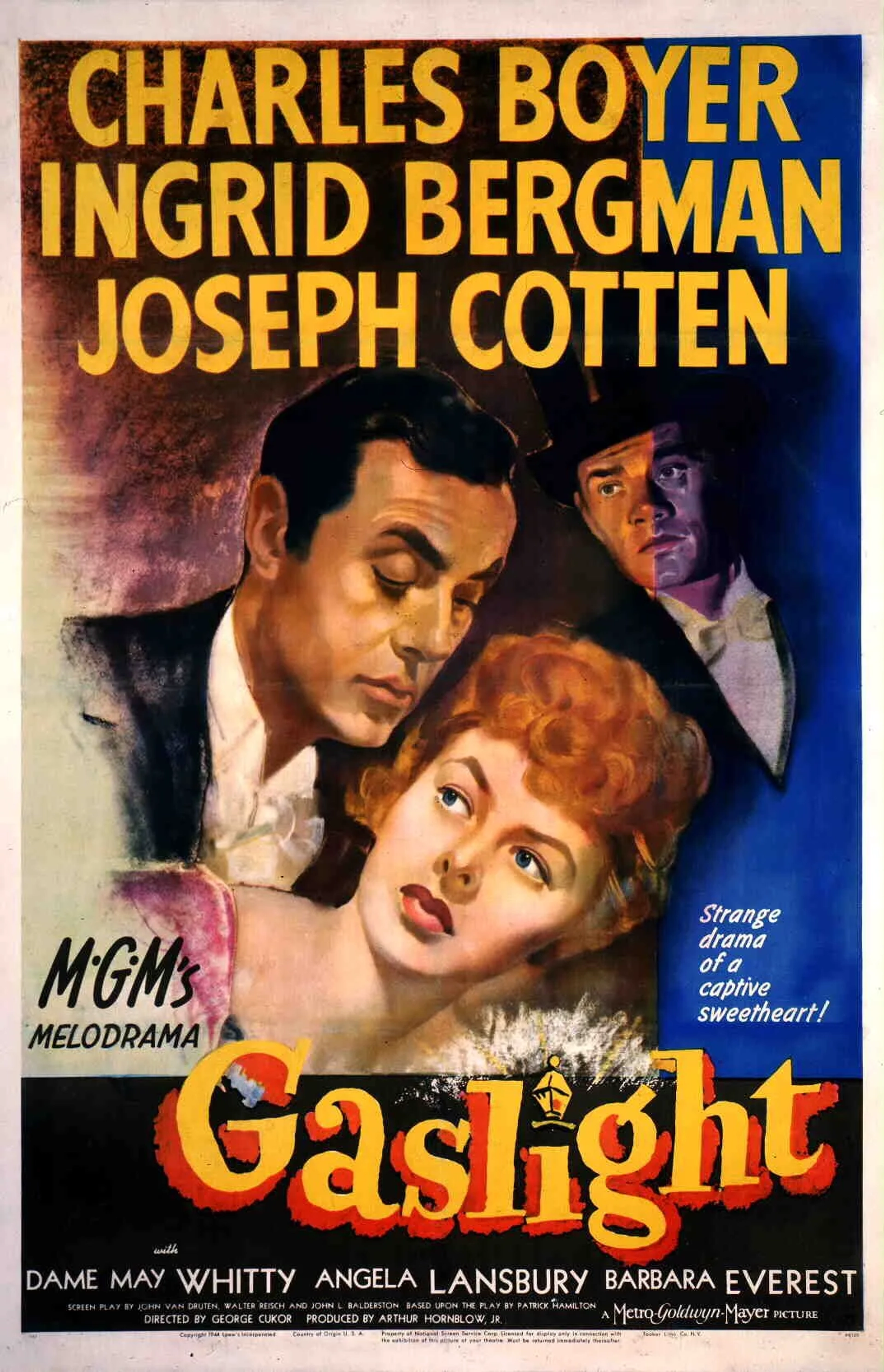 Ingrid Bergman, Charles Boyer, and Joseph Cotten in Gaslight (1944)