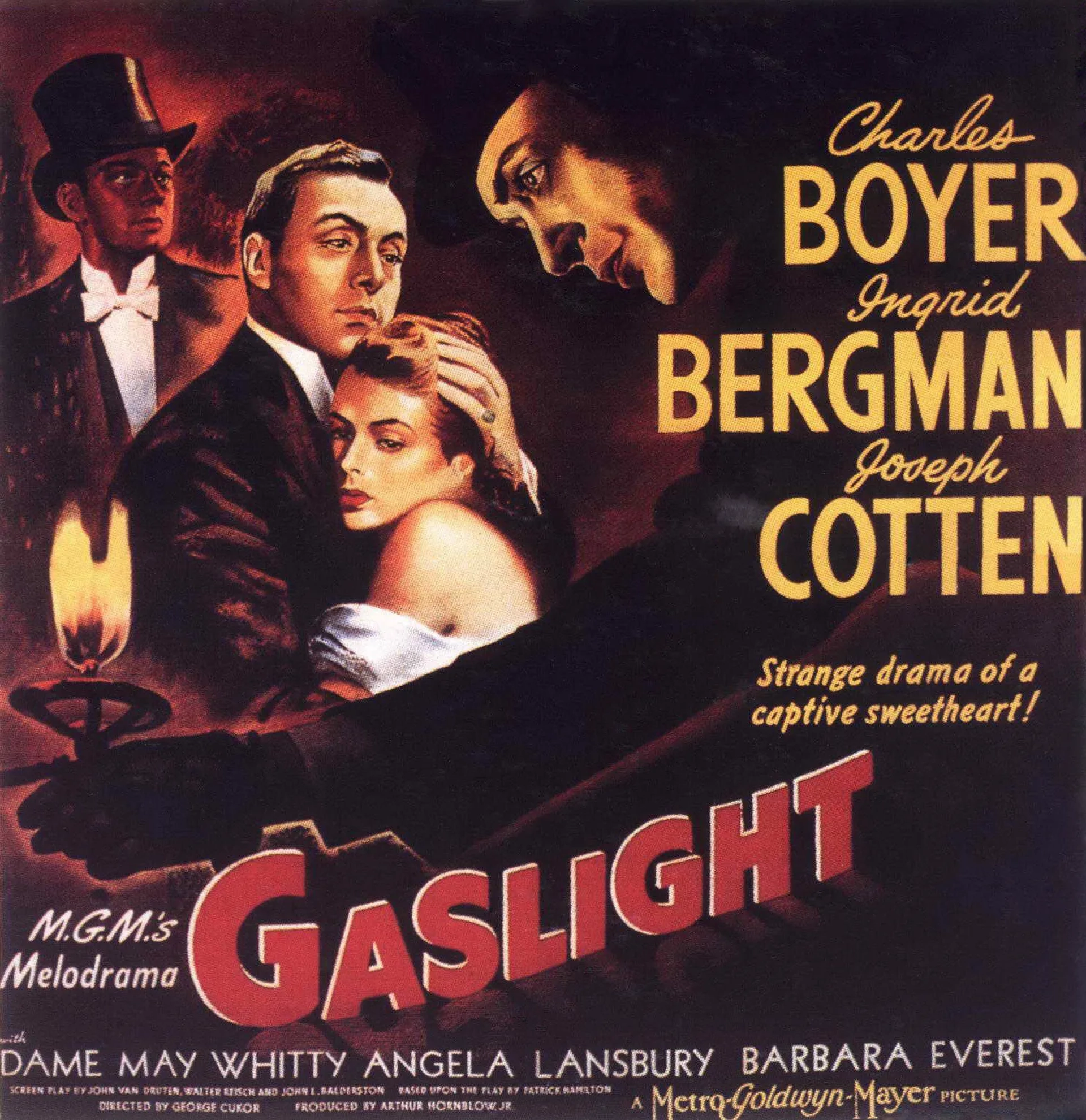 Ingrid Bergman, Charles Boyer, and Joseph Cotten in Gaslight (1944)