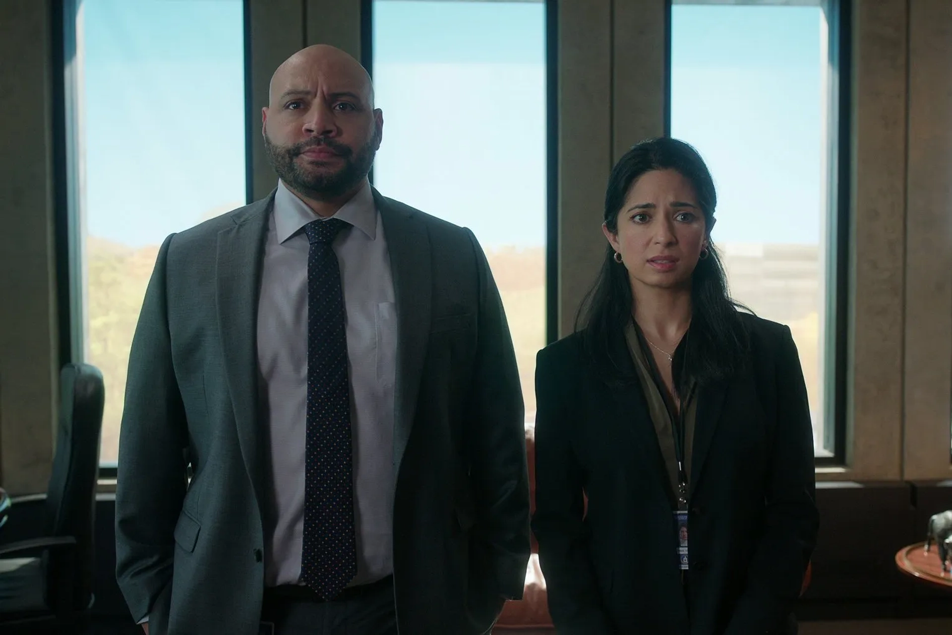 Colton Dunn and Aarti Mann in The Recruit (2022)