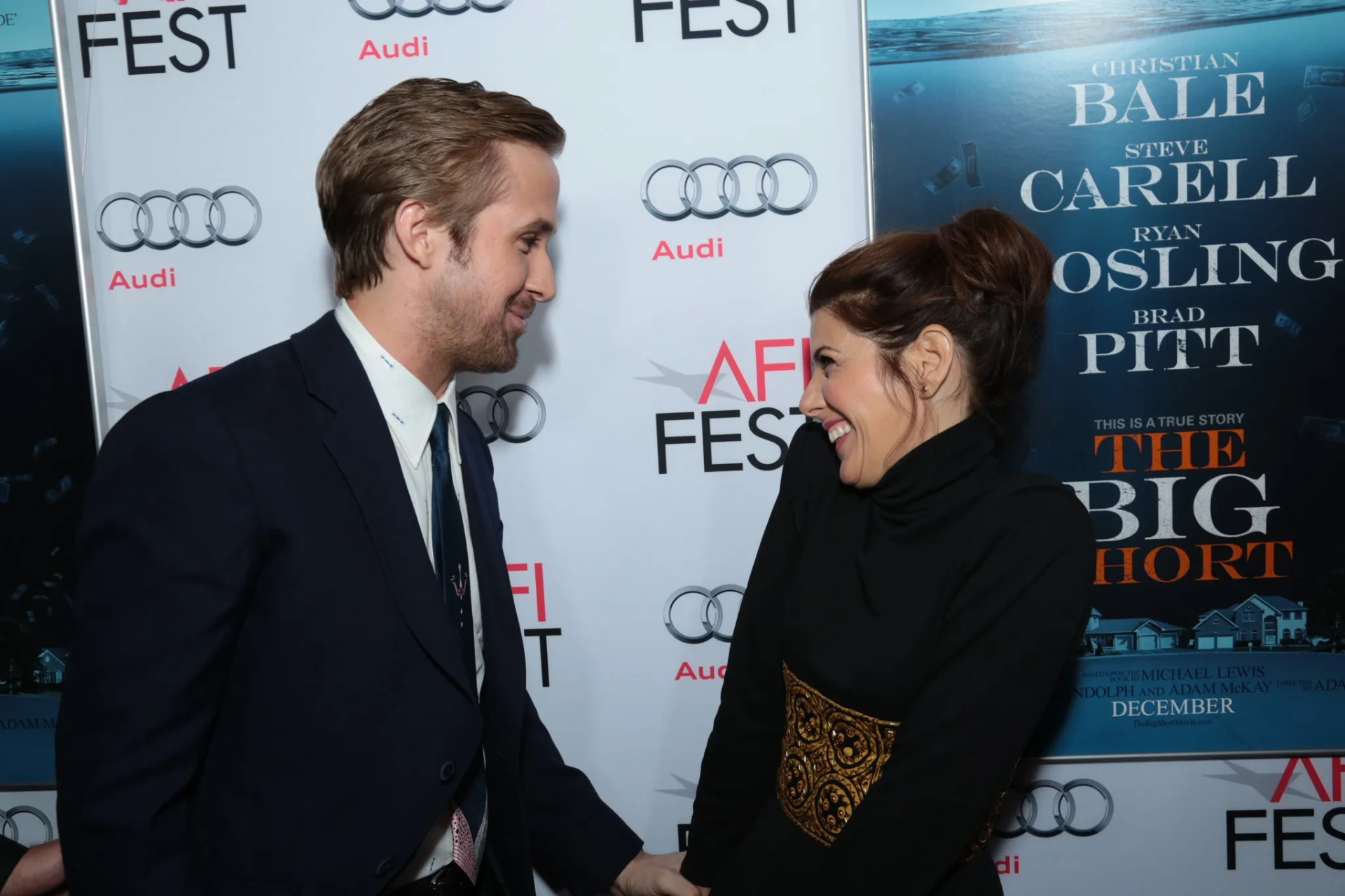 Marisa Tomei and Ryan Gosling at an event for The Big Short (2015)