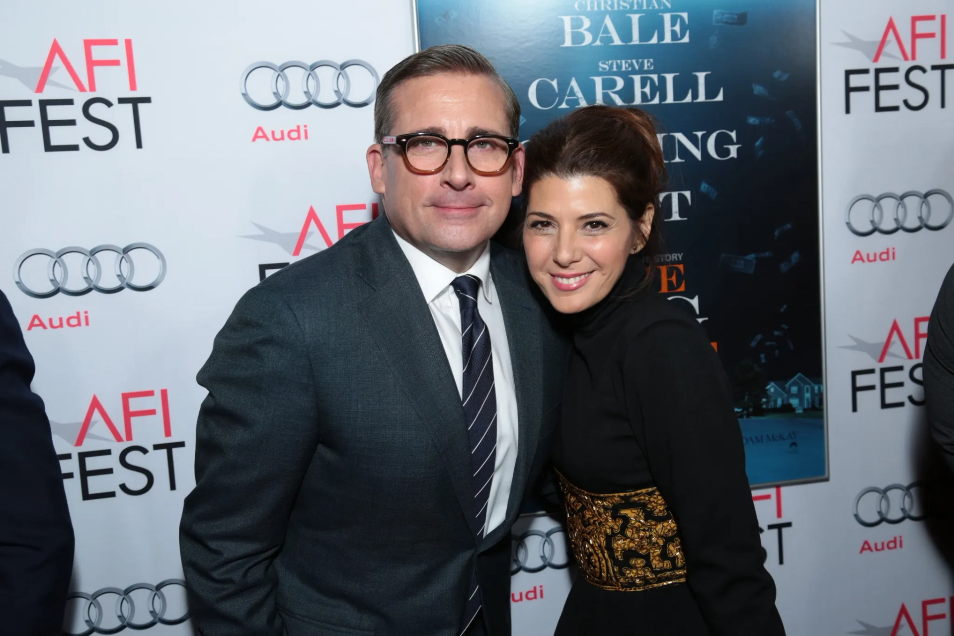 Marisa Tomei and Steve Carell at an event for The Big Short (2015)