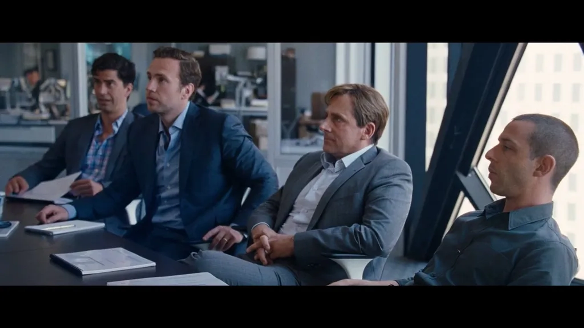 Steve Carell, Hamish Linklater, Jeremy Strong, and Rafe Spall in The Big Short (2015)