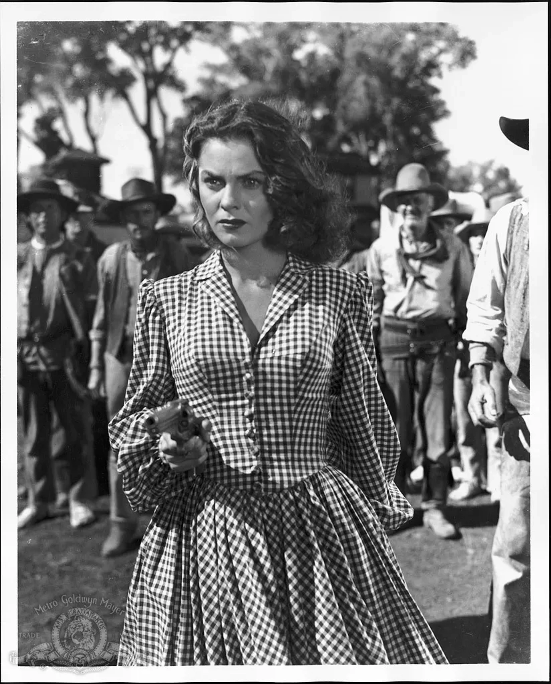 Walter Brennan, Joanne Dru, Dan White, and Chief Yowlachie in Red River (1948)