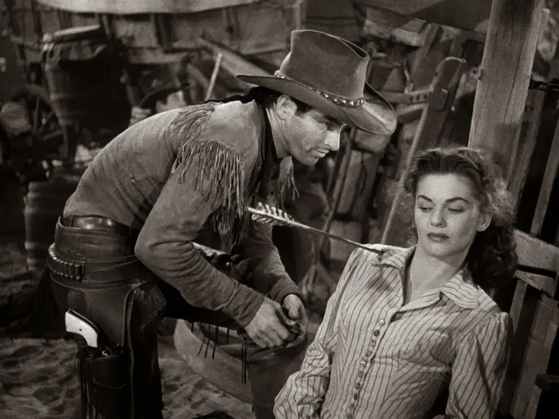 Montgomery Clift and Joanne Dru in Red River (1948)