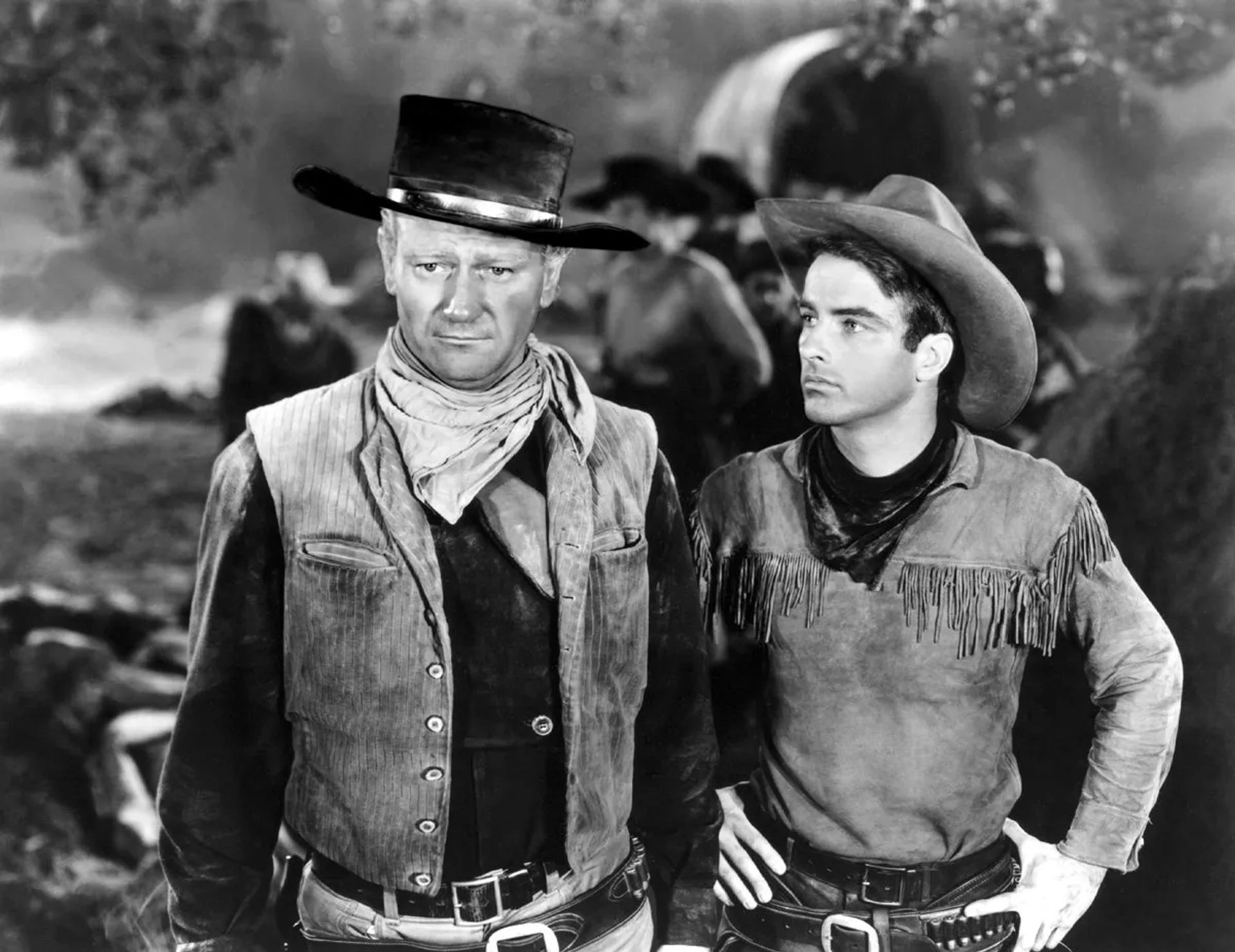 John Wayne and Montgomery Clift in Red River (1948)