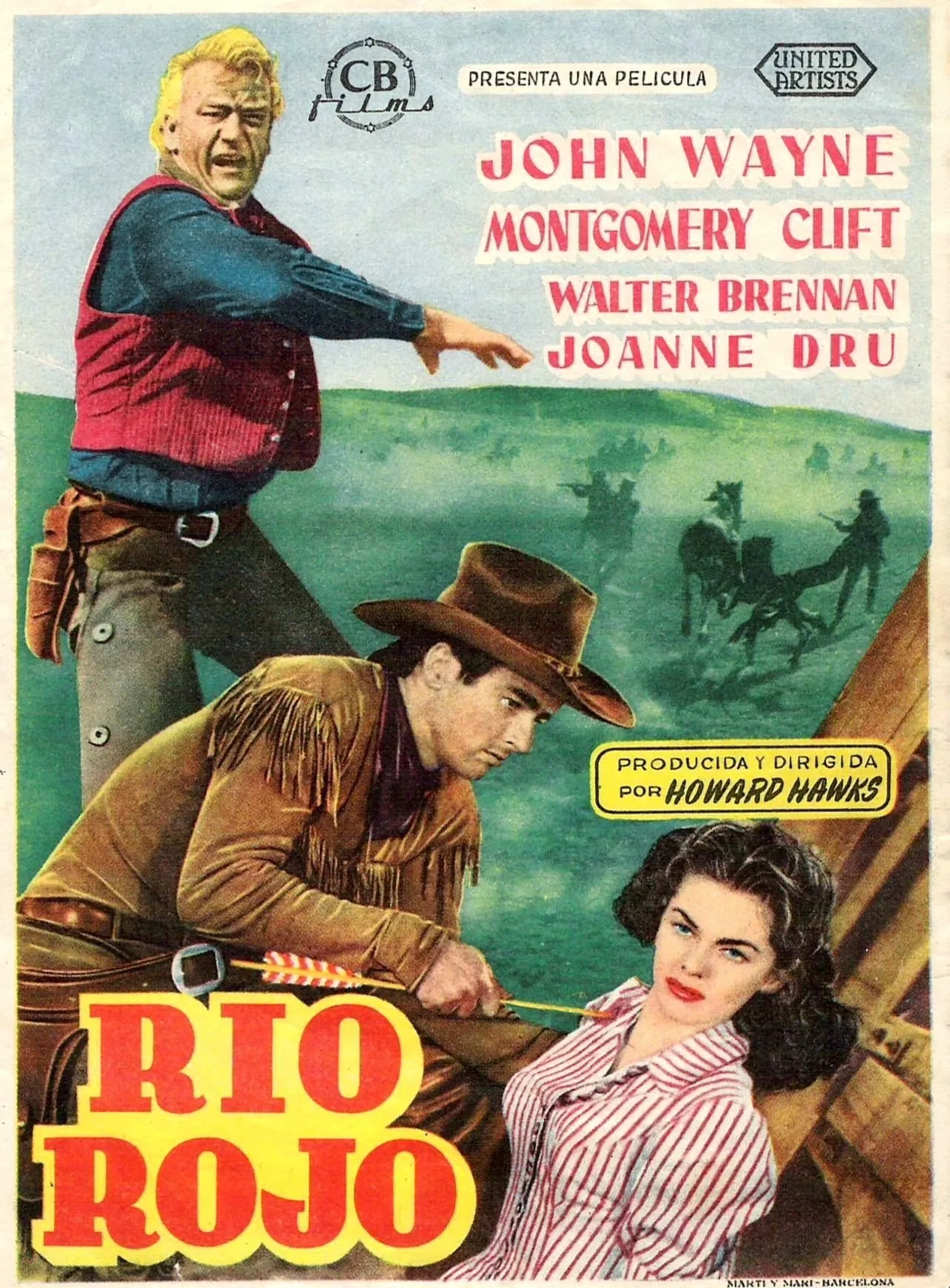 John Wayne, Montgomery Clift, and Joanne Dru in Red River (1948)