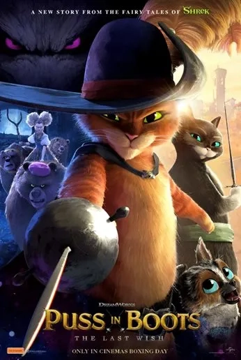 Antonio Banderas, Salma Hayek, Wagner Moura, Ray Winstone, Olivia Colman, Harvey Guillén, Samson Kayo, and Florence Pugh in Puss in Boots: The Last Wish (2022)