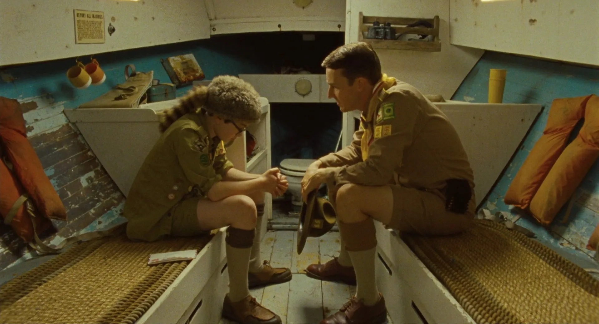 Edward Norton and Jared Gilman in Moonrise Kingdom (2012)