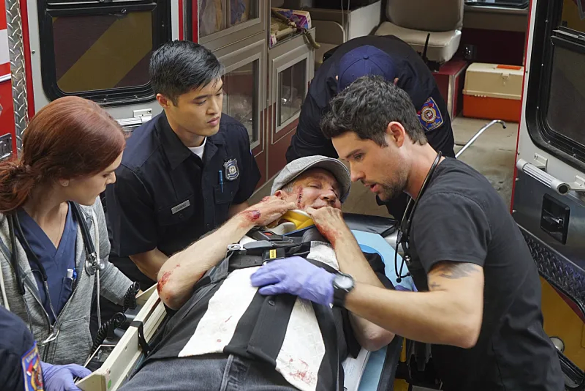 Eric Roberts, Benjamin Hollingsworth, and Emily Tyra in Code Black (2015)