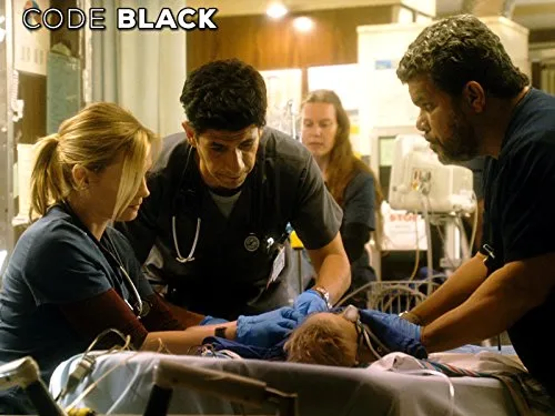 Luis Guzmán, Bonnie Somerville, and Raza Jaffrey in Code Black (2015)