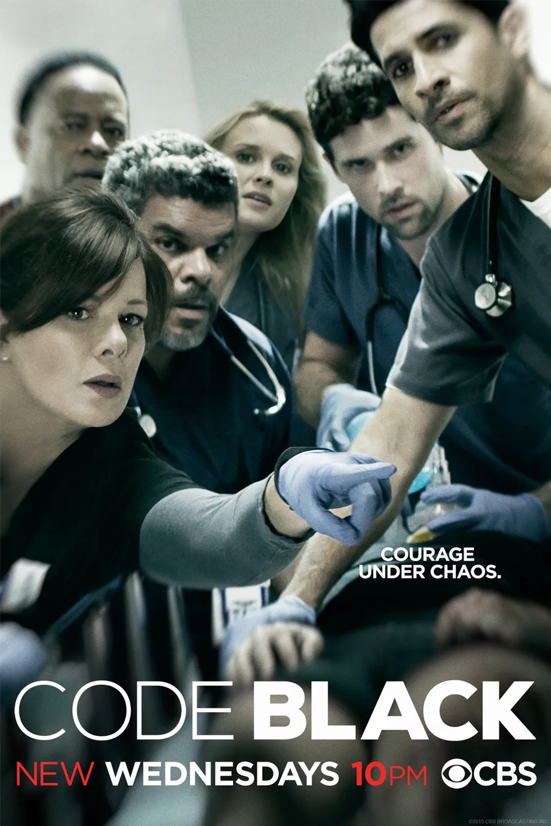 Marcia Gay Harden, Luis Guzmán, Bonnie Somerville, William Allen Young, Raza Jaffrey, and Benjamin Hollingsworth in Code Black (2015)