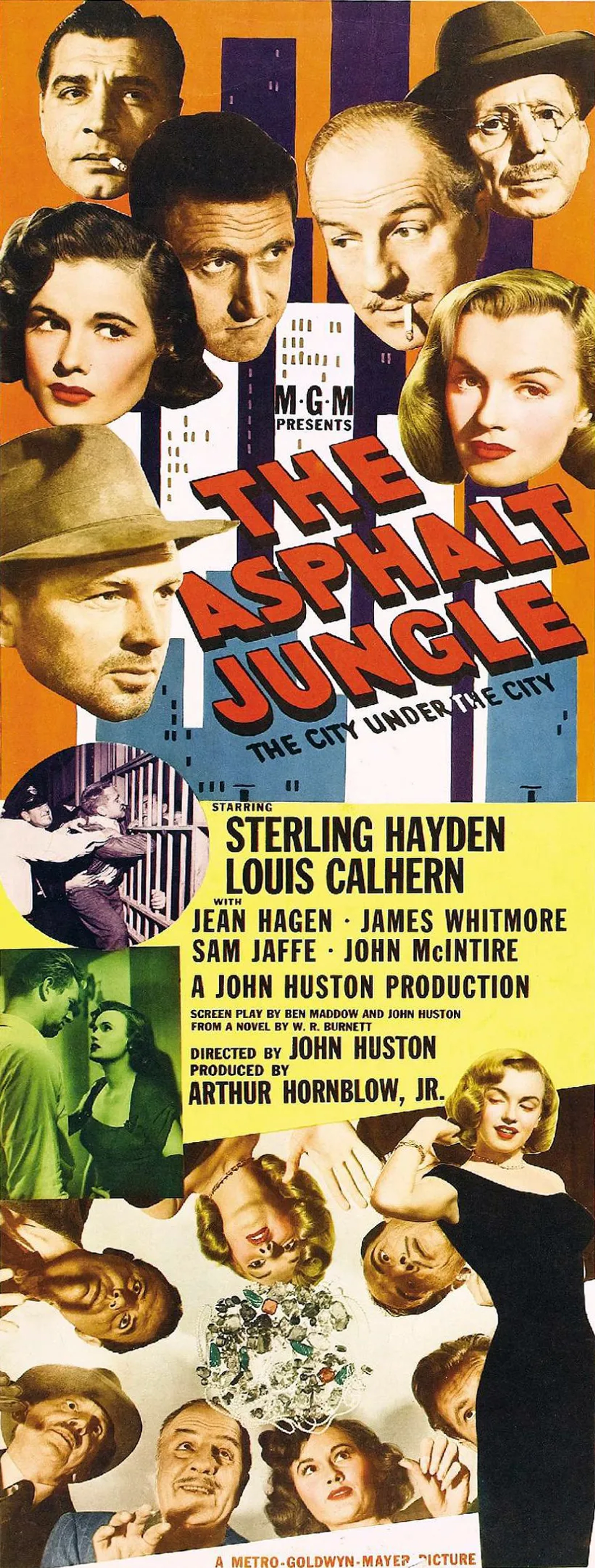 Marilyn Monroe, Sterling Hayden, Louis Calhern, Anthony Caruso, Jean Hagen, Sam Jaffe, and James Whitmore in The Asphalt Jungle (1950)