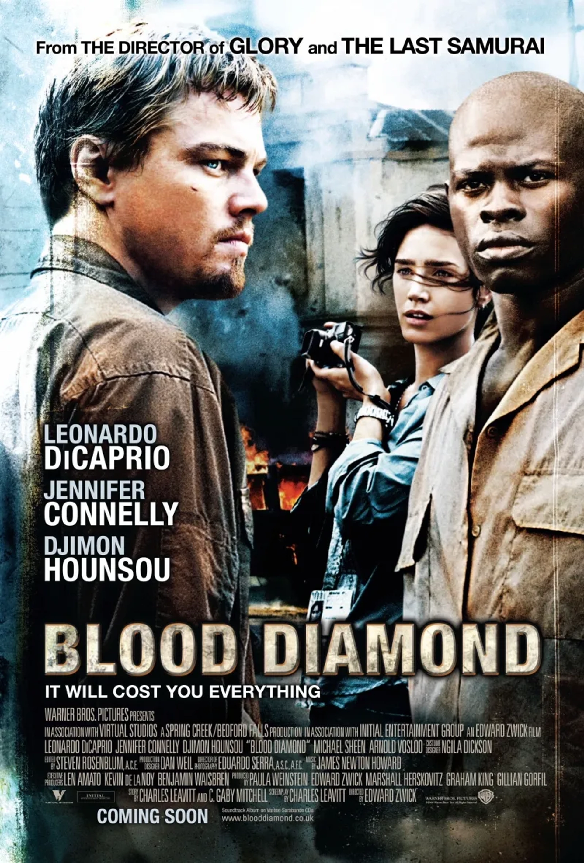 Jennifer Connelly, Leonardo DiCaprio, and Djimon Hounsou in Blood Diamond (2006)