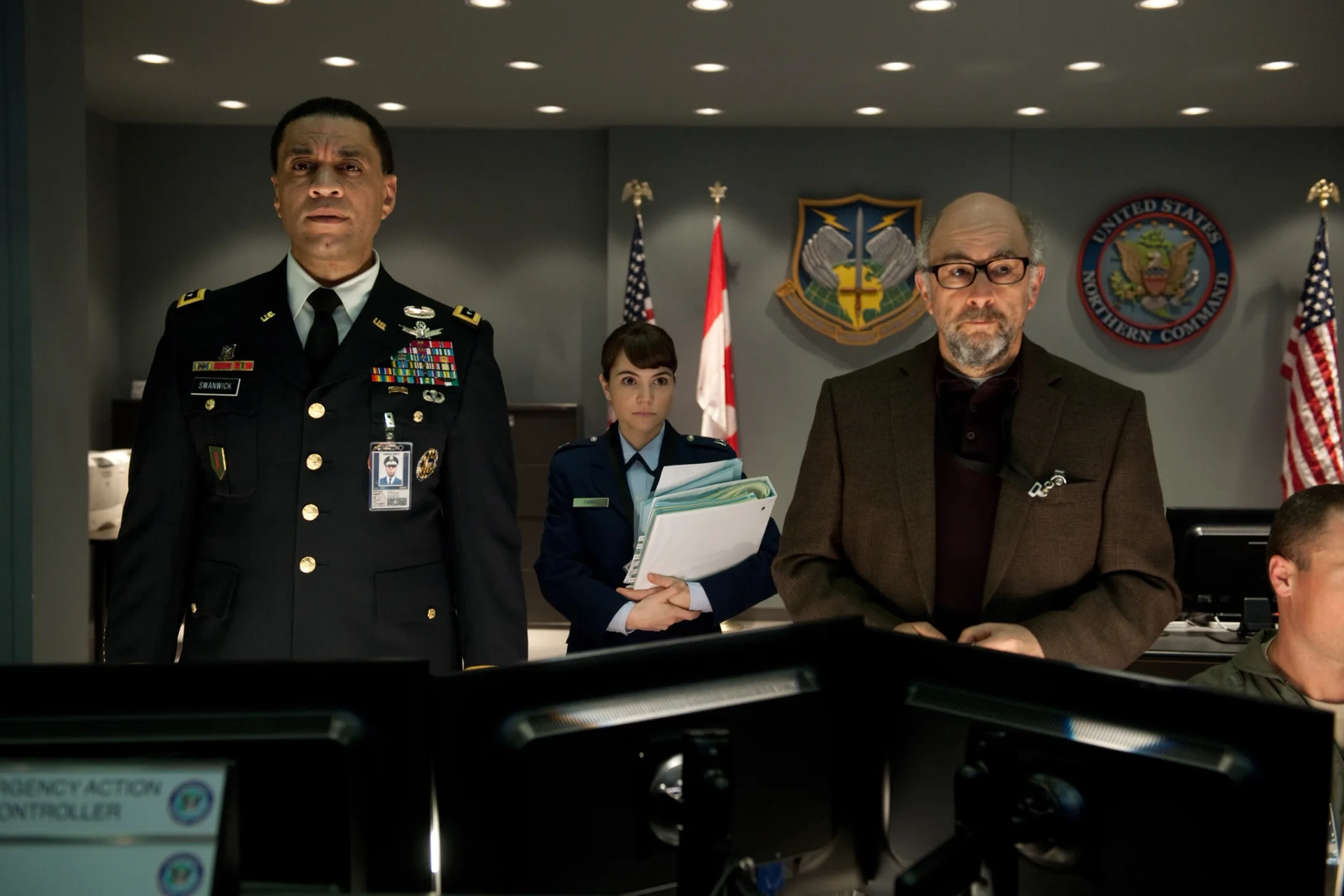 Harry Lennix, Richard Schiff, and Christina Wren in Man of Steel (2013)