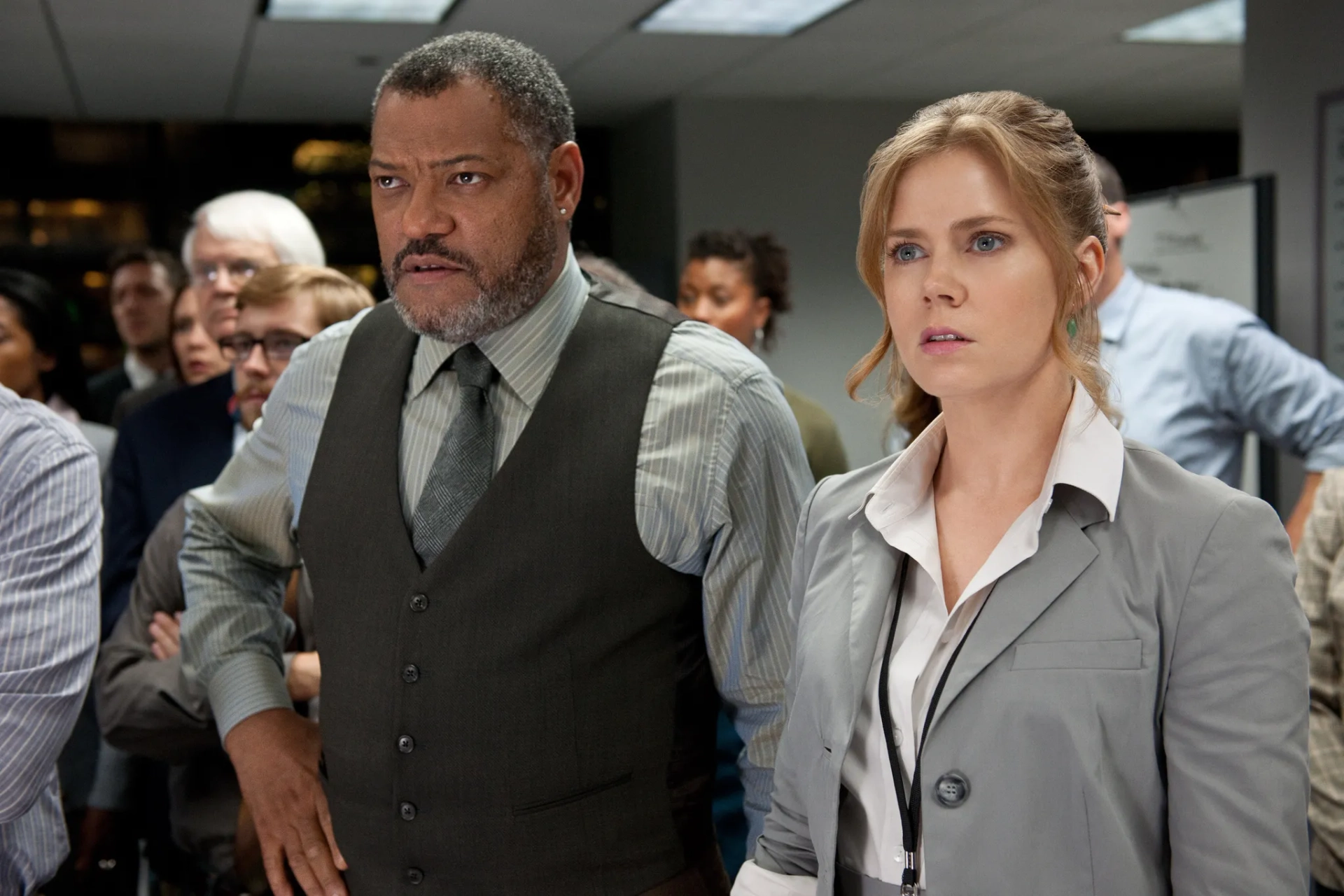 Laurence Fishburne and Amy Adams in Man of Steel (2013)