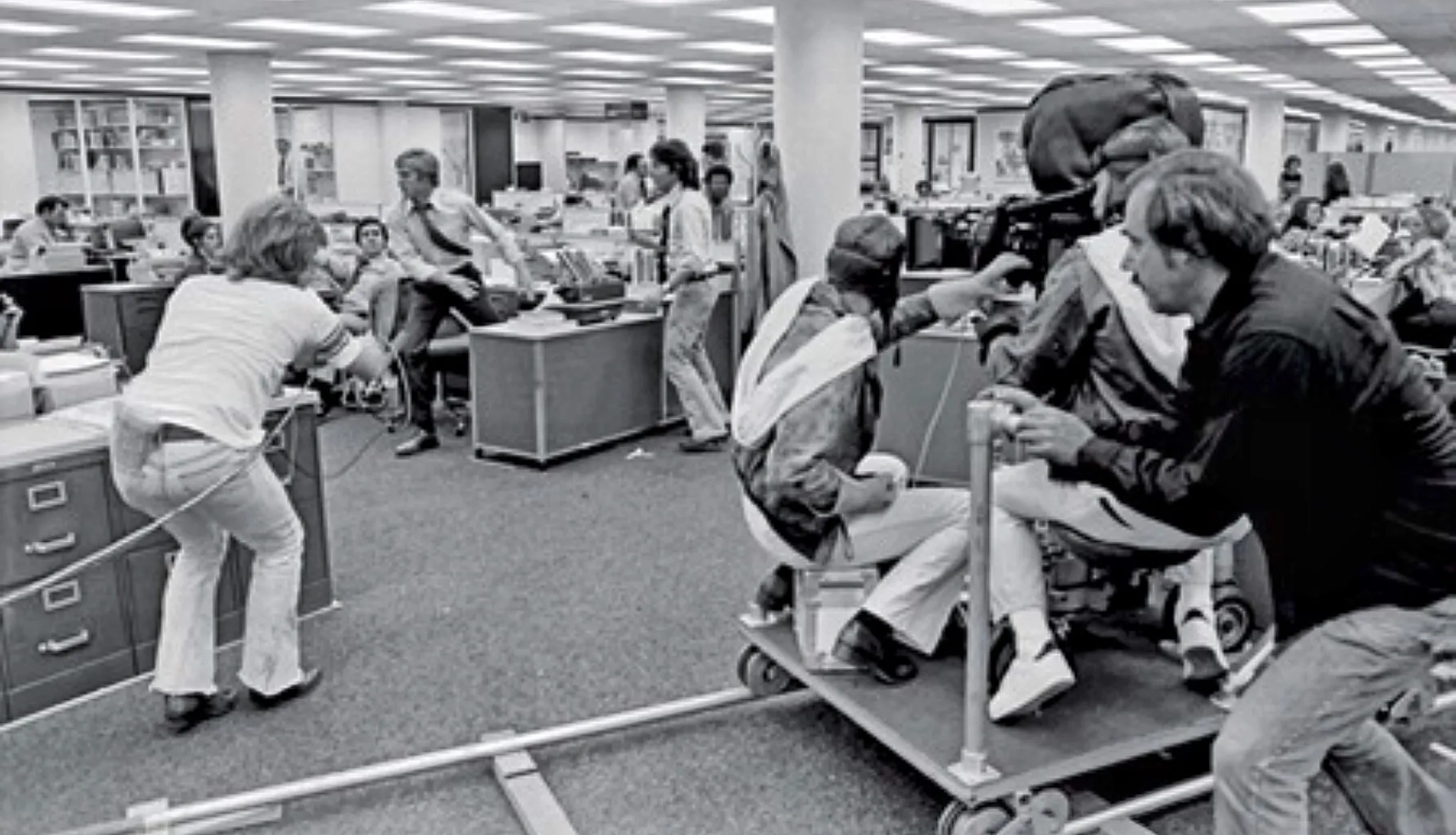 Dustin Hoffman, Robert Redford, Ray De La Motte, and Ralph Gerling in All the President's Men (1976)