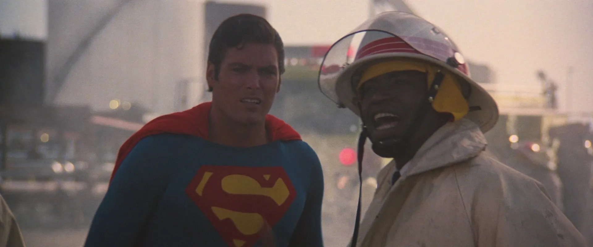 Christopher Reeve and Al Matthews in Superman III (1983)