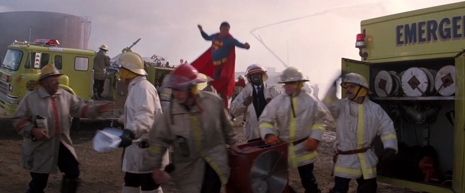 Christopher Reeve and Al Matthews in Superman III (1983)