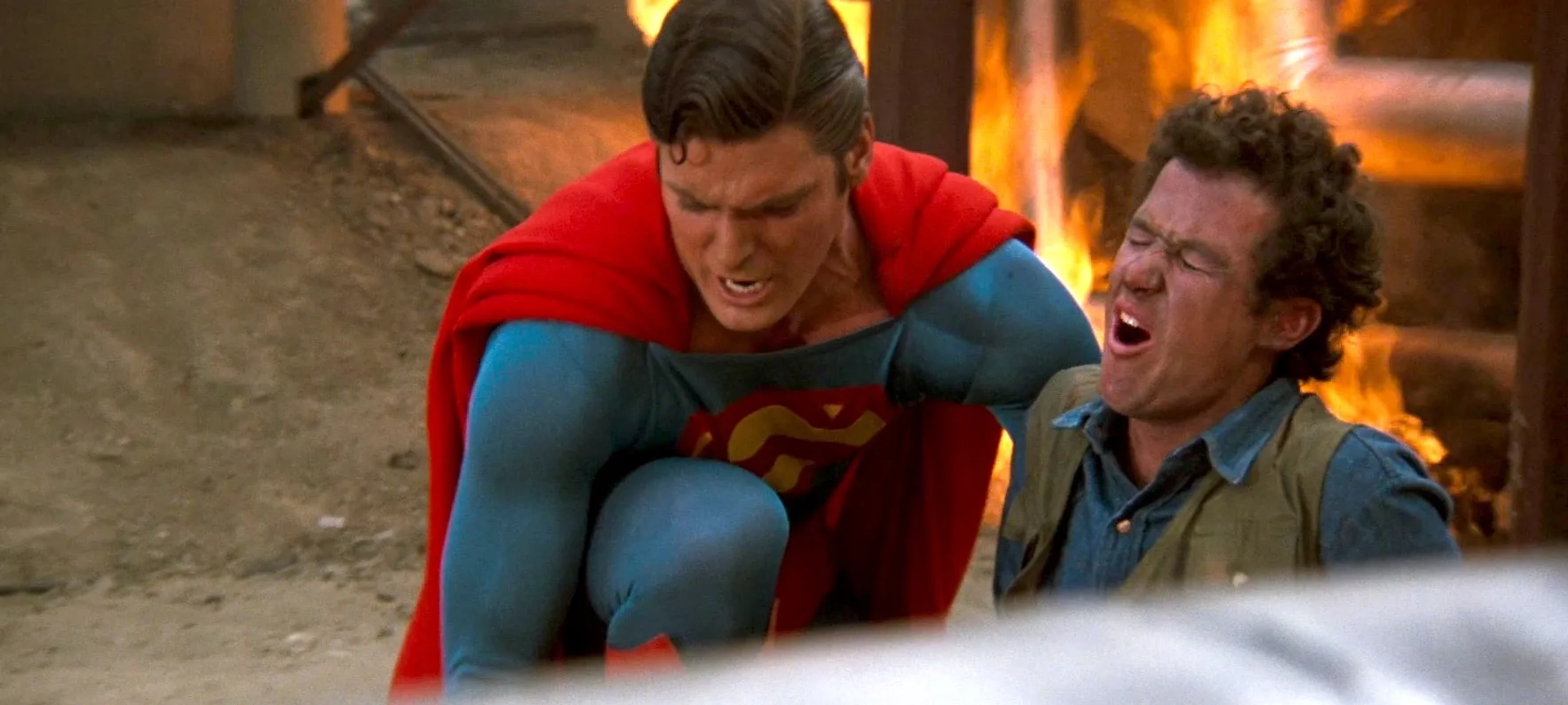 Christopher Reeve and Marc McClure in Superman III (1983)