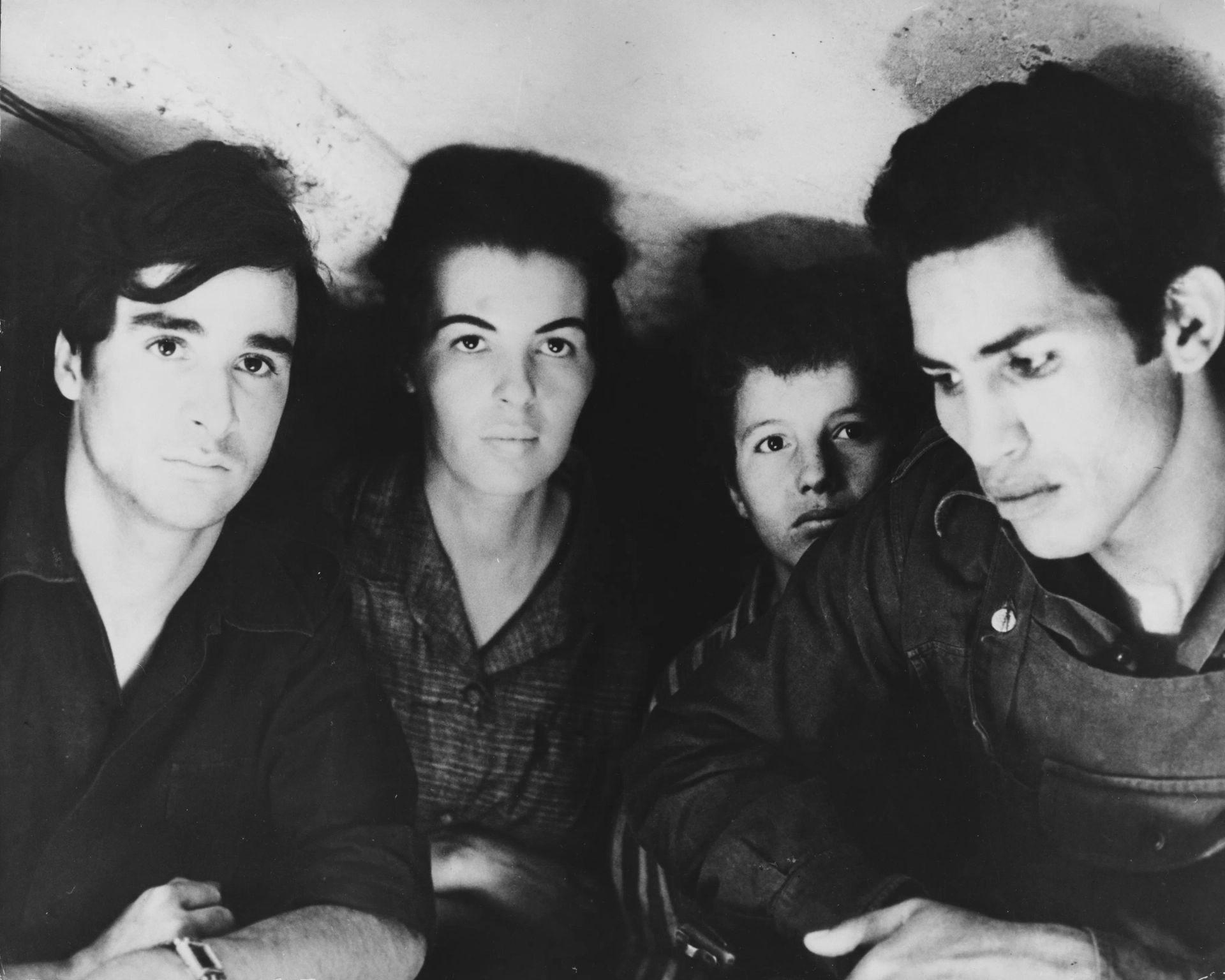 Mohamed Ben Kassen, Fouzia El Kader, Brahim Hadjadj, and Franco Moruzzi in The Battle of Algiers (1966)