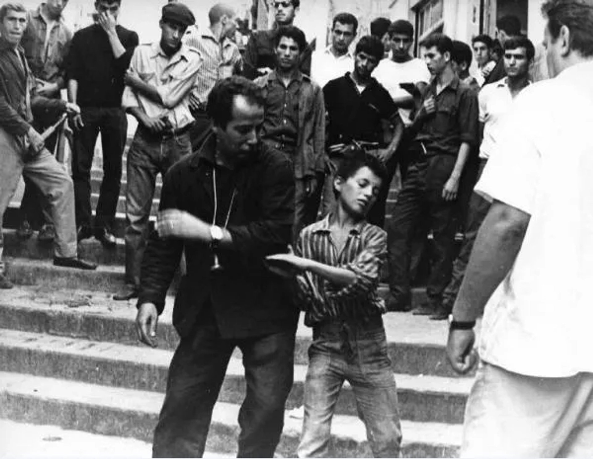 Mohamed Ben Kassen, Brahim Hadjadj, and Gillo Pontecorvo in The Battle of Algiers (1966)