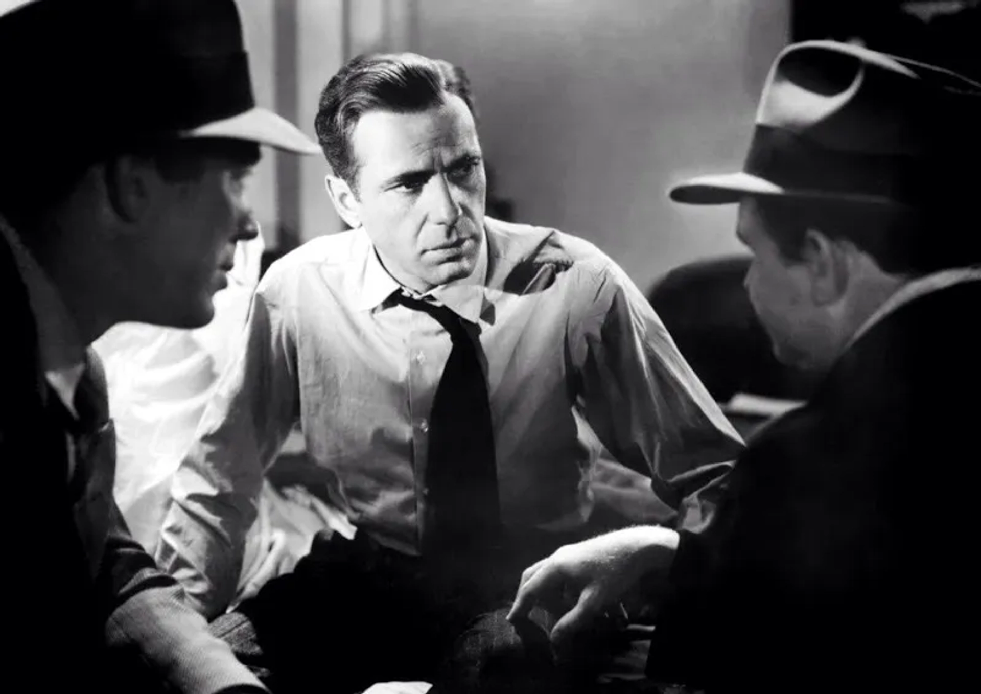 Humphrey Bogart, Ward Bond, and Barton MacLane in The Maltese Falcon (1941)