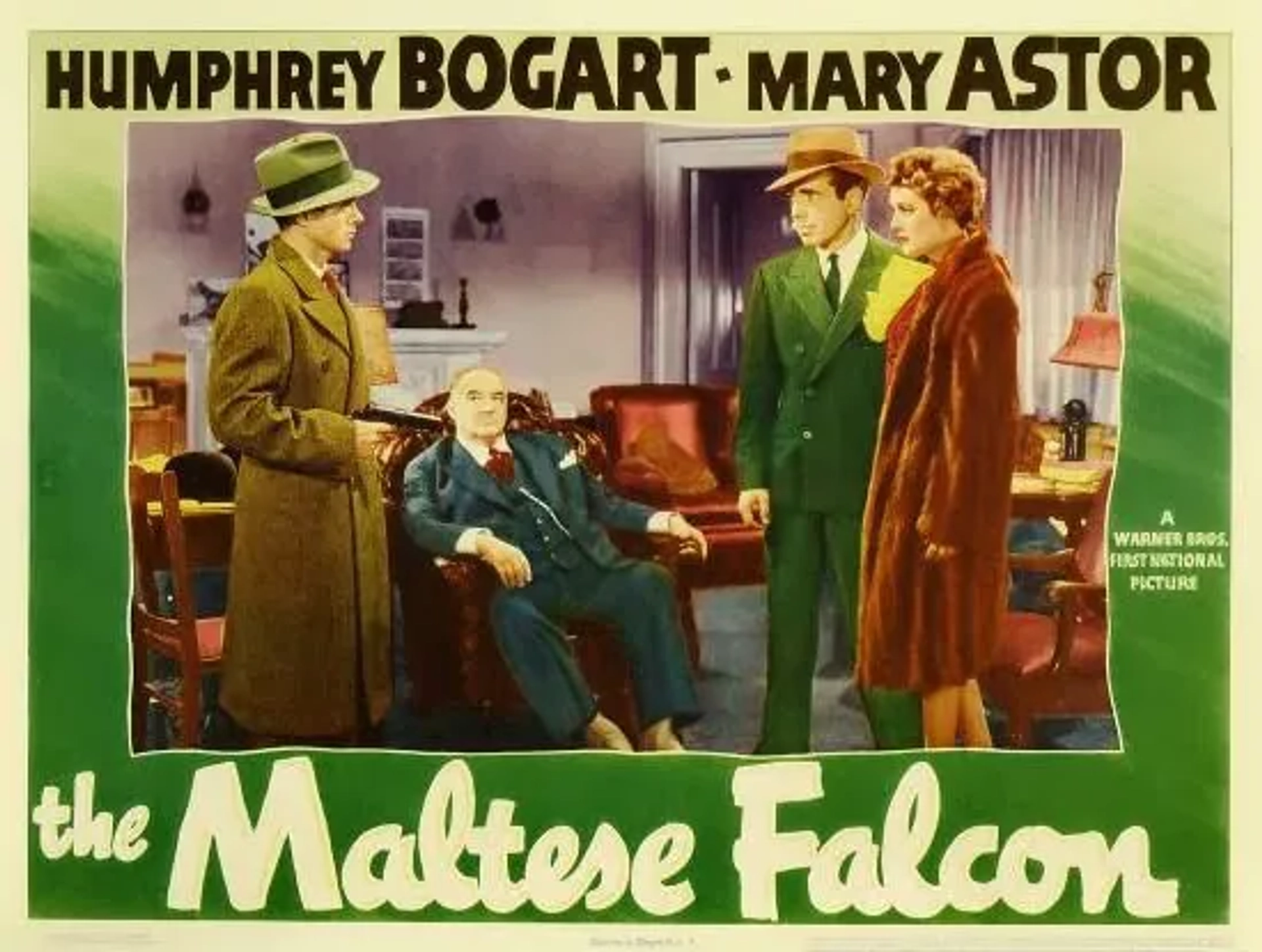 Humphrey Bogart, Mary Astor, Sydney Greenstreet, and Elisha Cook Jr. in The Maltese Falcon (1941)